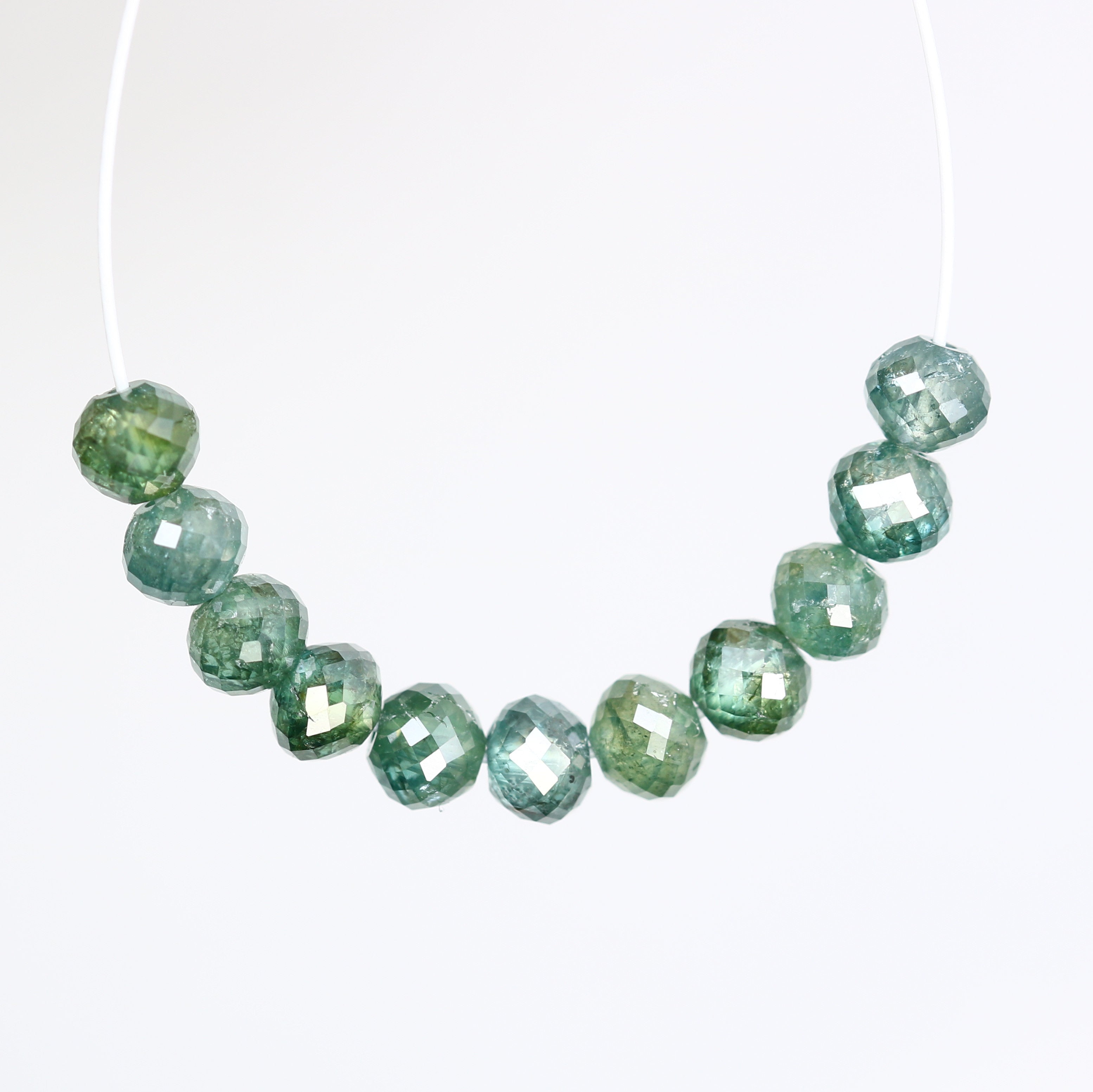 3.60 Carat Green Color Loose Polished Drilled Beads Diamond For Diamond Necklace