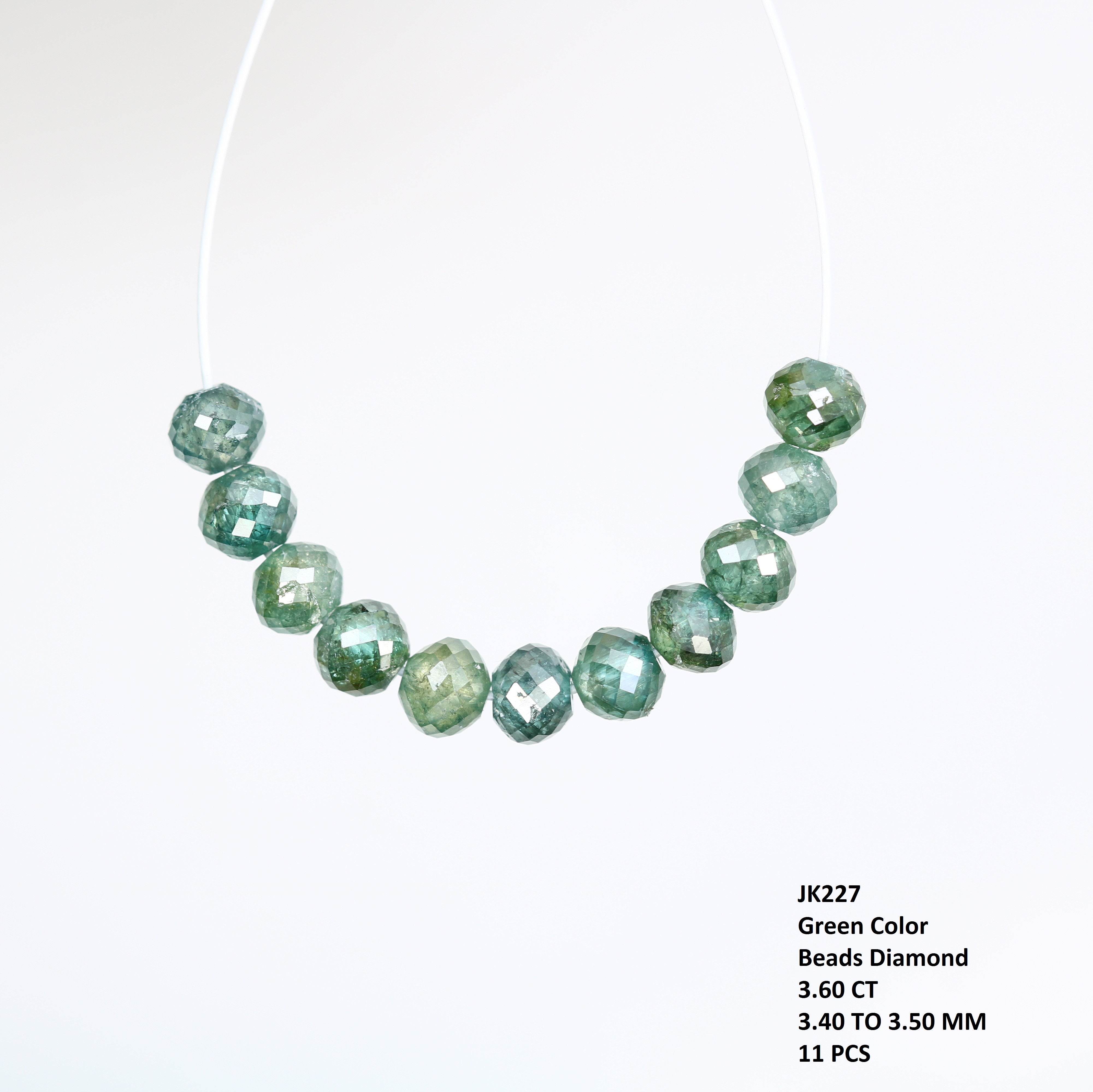 3.60 Carat Green Color Loose Polished Drilled Beads Diamond For Diamond Necklace
