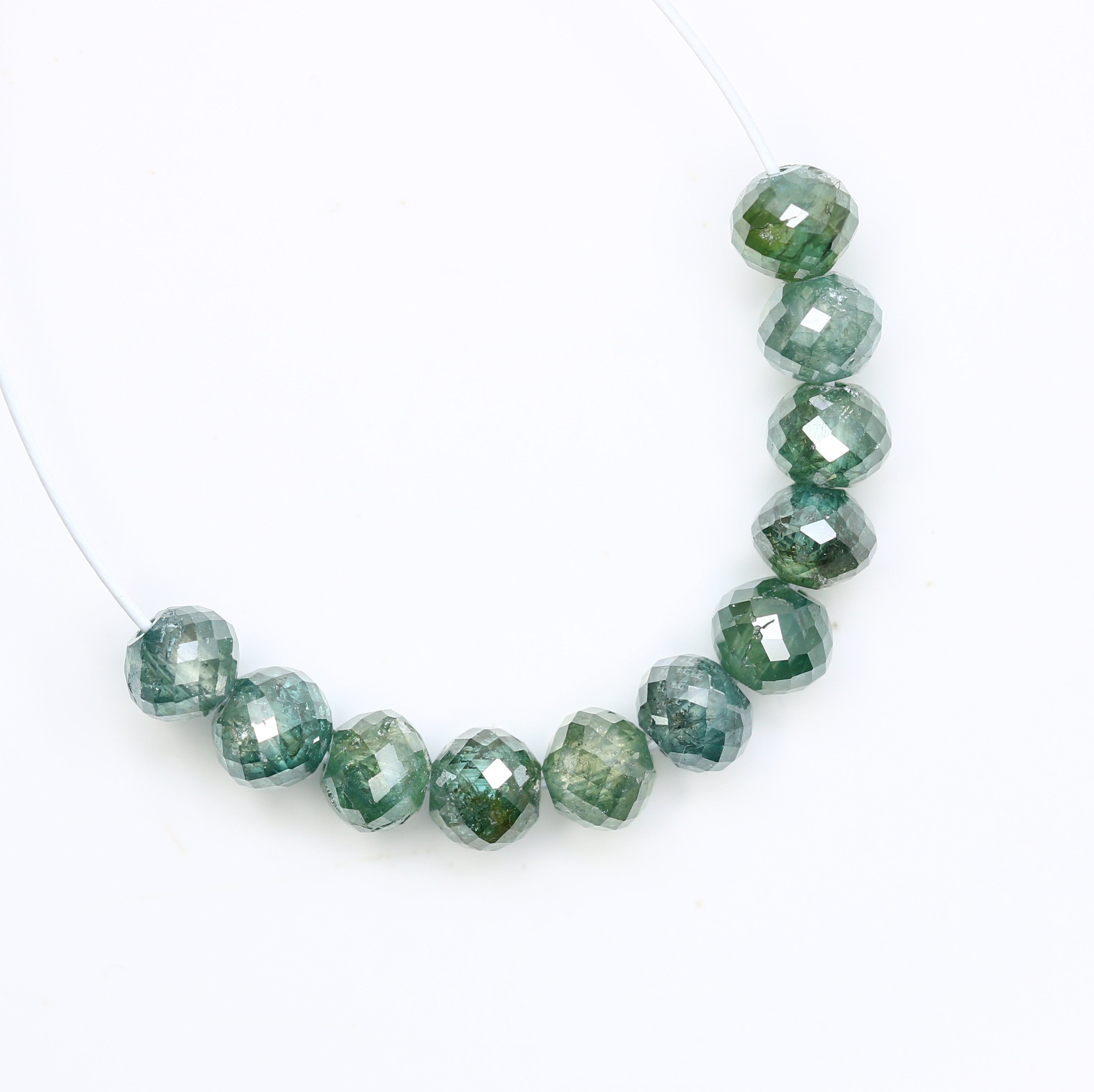 3.60 Carat Green Color Loose Polished Drilled Beads Diamond For Diamond Necklace