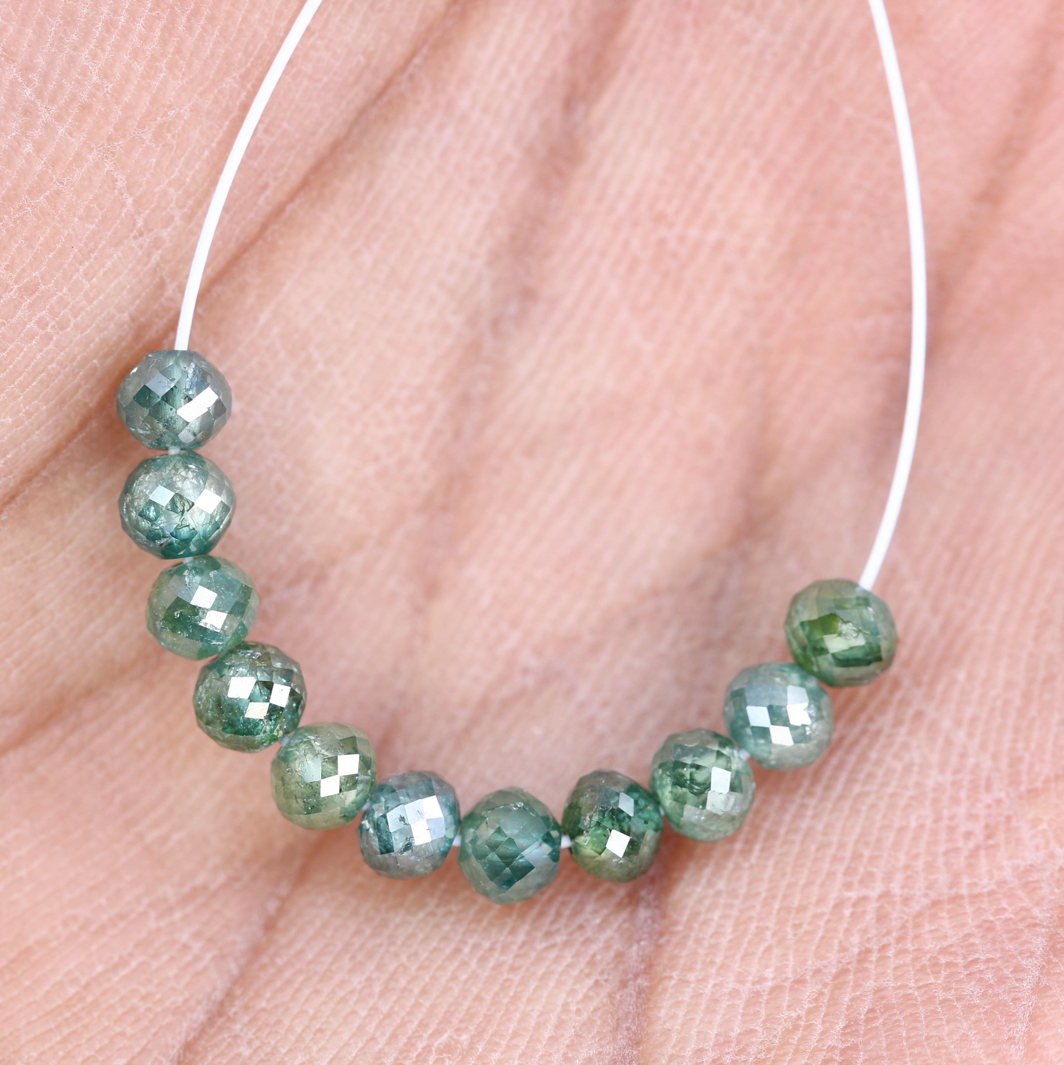 3.60 Carat Green Color Loose Polished Drilled Beads Diamond For Diamond Necklace