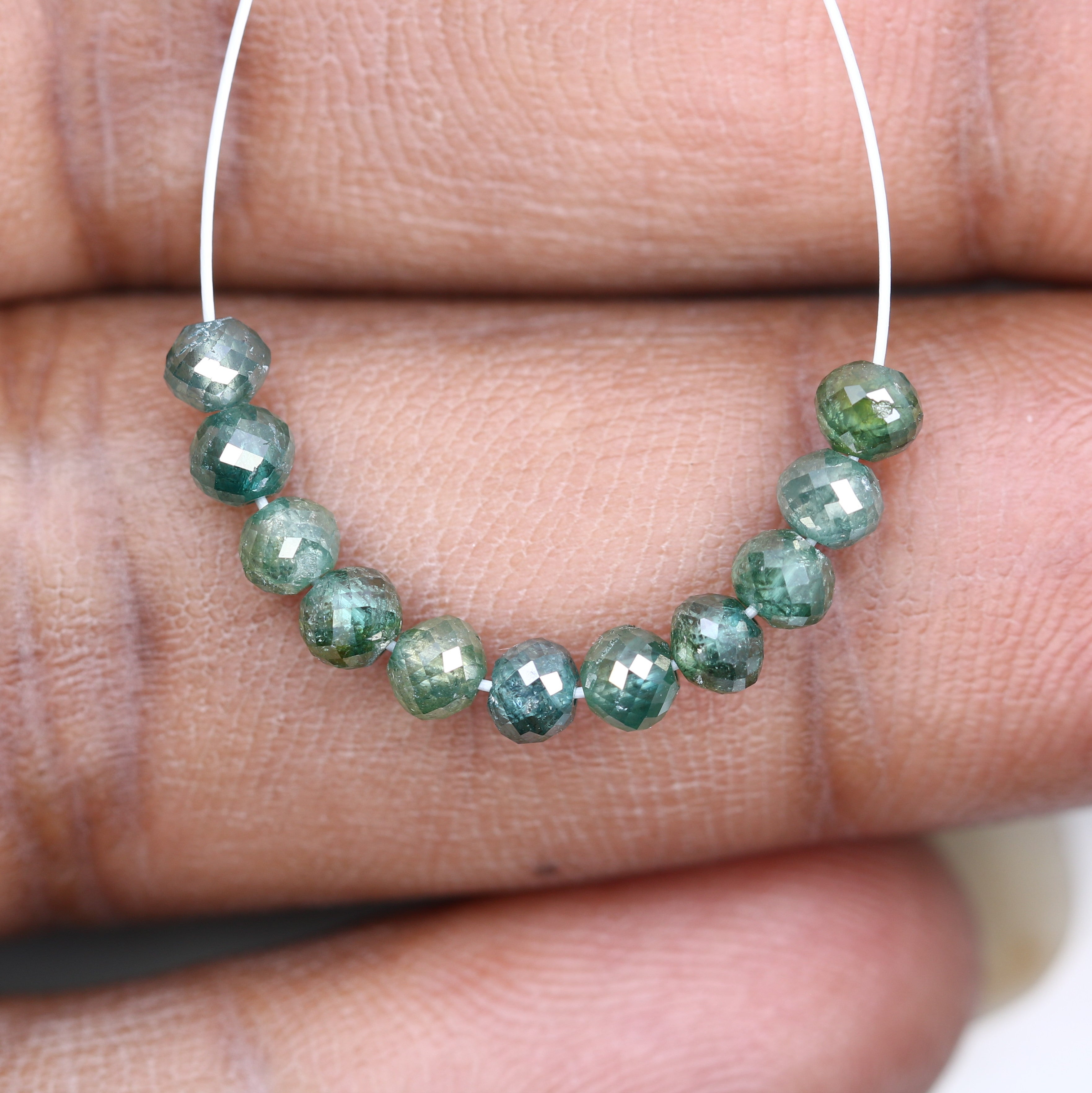 3.60 Carat Green Color Loose Polished Drilled Beads Diamond For Diamond Necklace