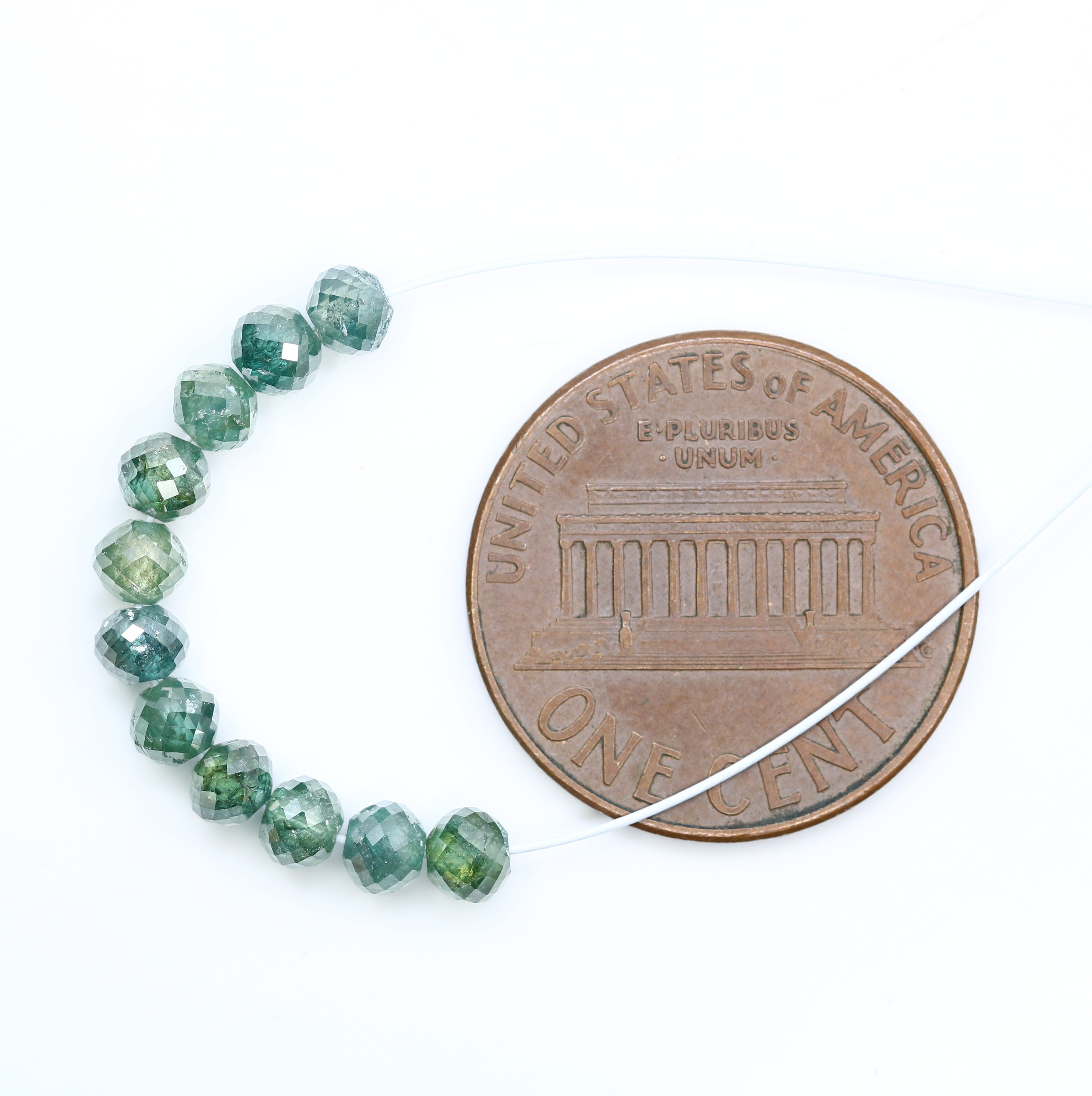 3.60 Carat Green Color Loose Polished Drilled Beads Diamond For Diamond Necklace
