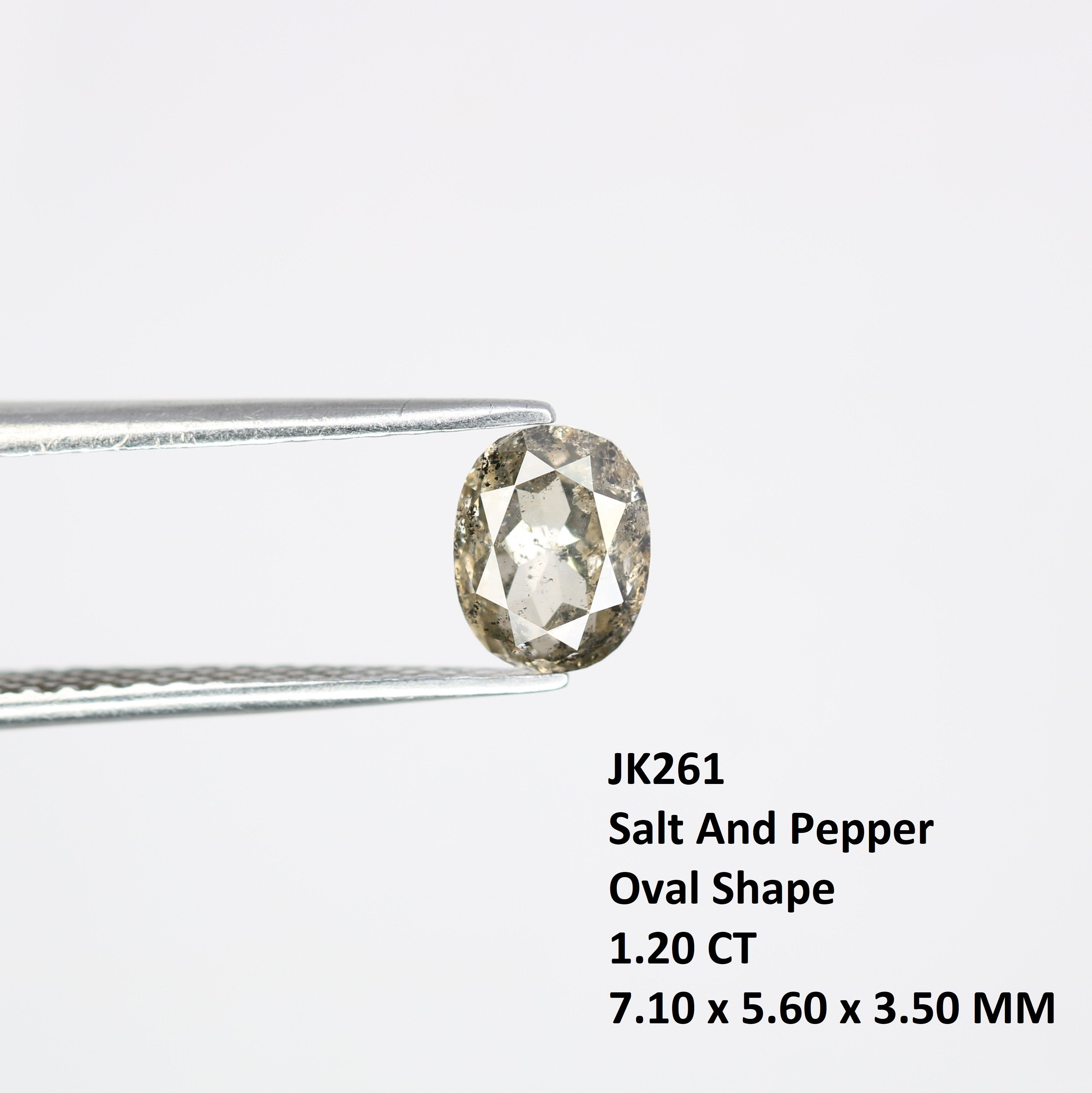 1.20 CT Loose Salt And Pepper Oval Shape Diamond For Wedding Ring