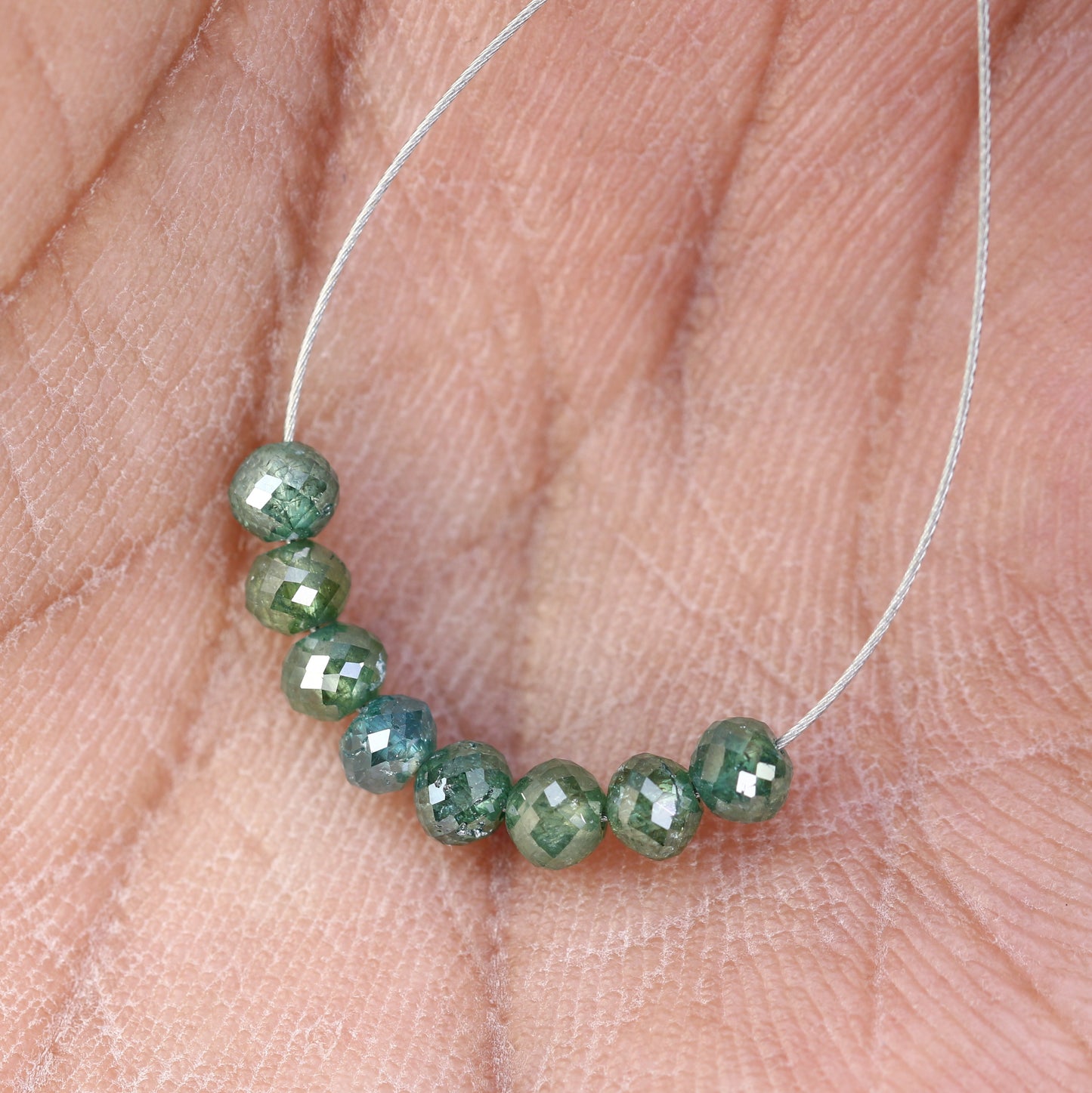 2.03 Carat Natural Loose Unique Green Color Polished Drilled Beads For Diamond Earring
