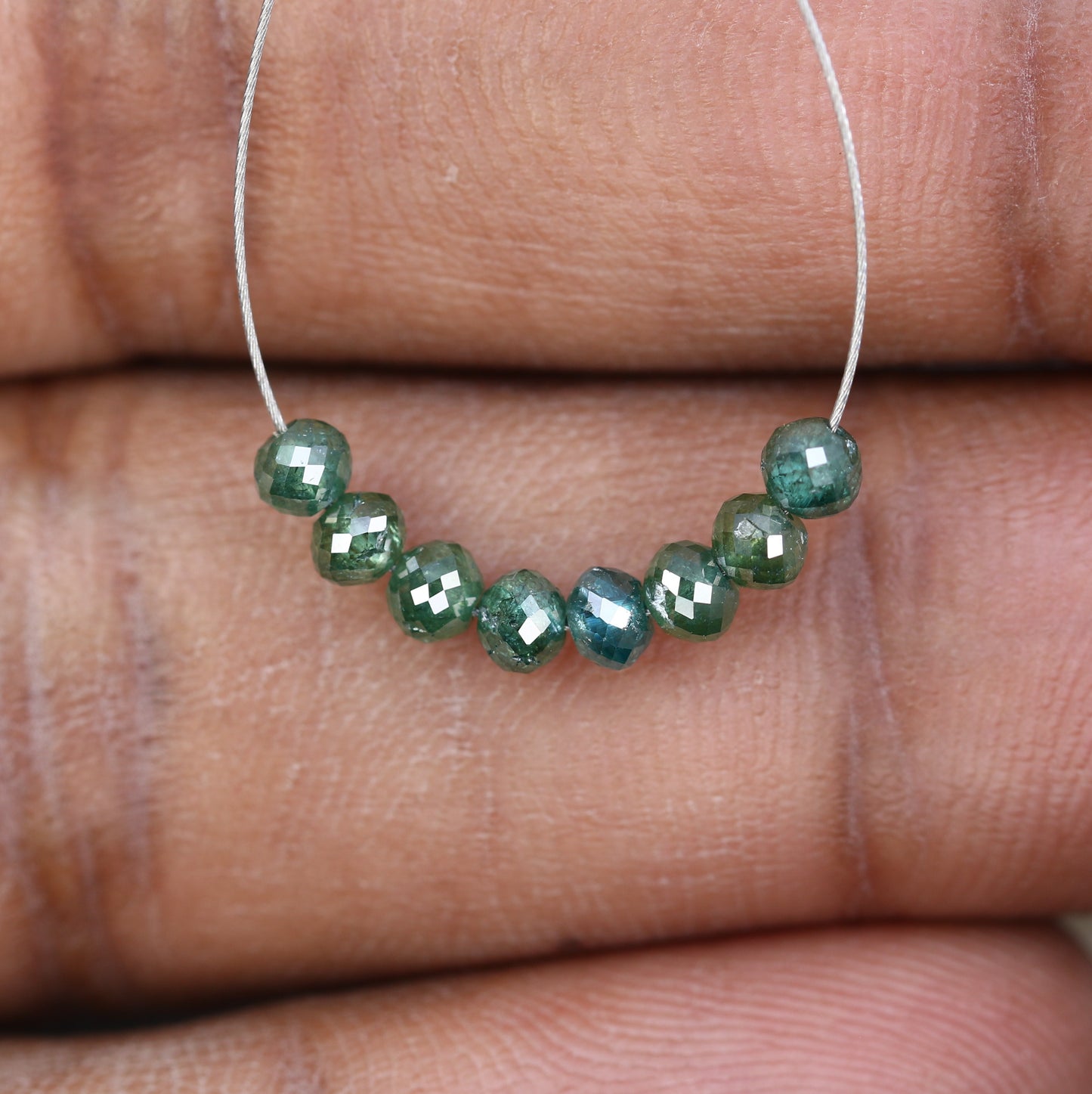 2.03 Carat Natural Loose Unique Green Color Polished Drilled Beads For Diamond Earring