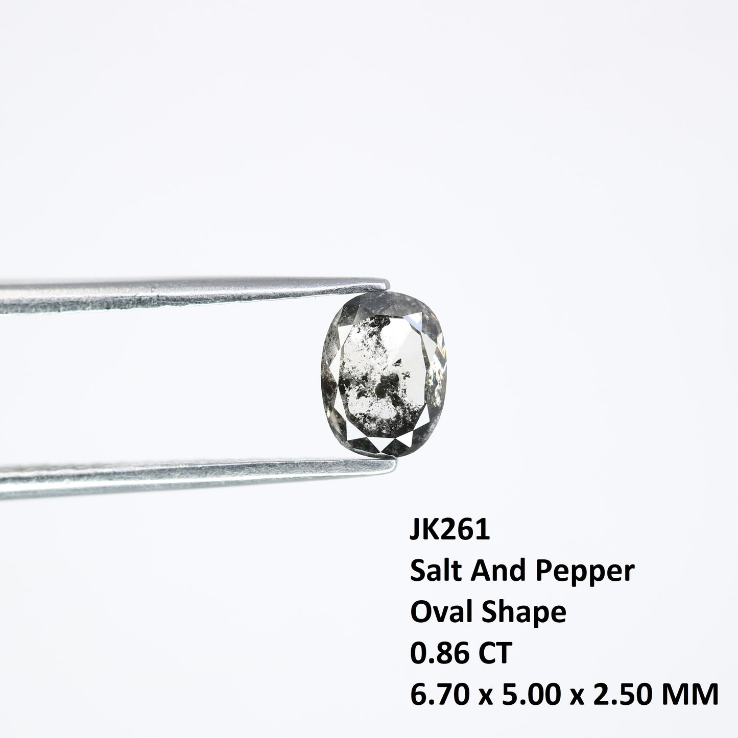 0.86 CT Oval Cut Natural Salt And Pepper Loose Diamond For Engagement Ring - JayKrishna Diamond