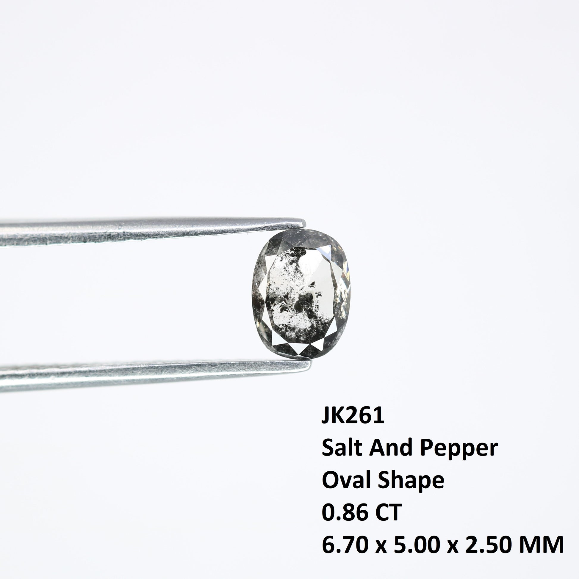 0.86 CT Oval Cut Natural Salt And Pepper Loose Diamond For Engagement Ring - JayKrishna Diamond