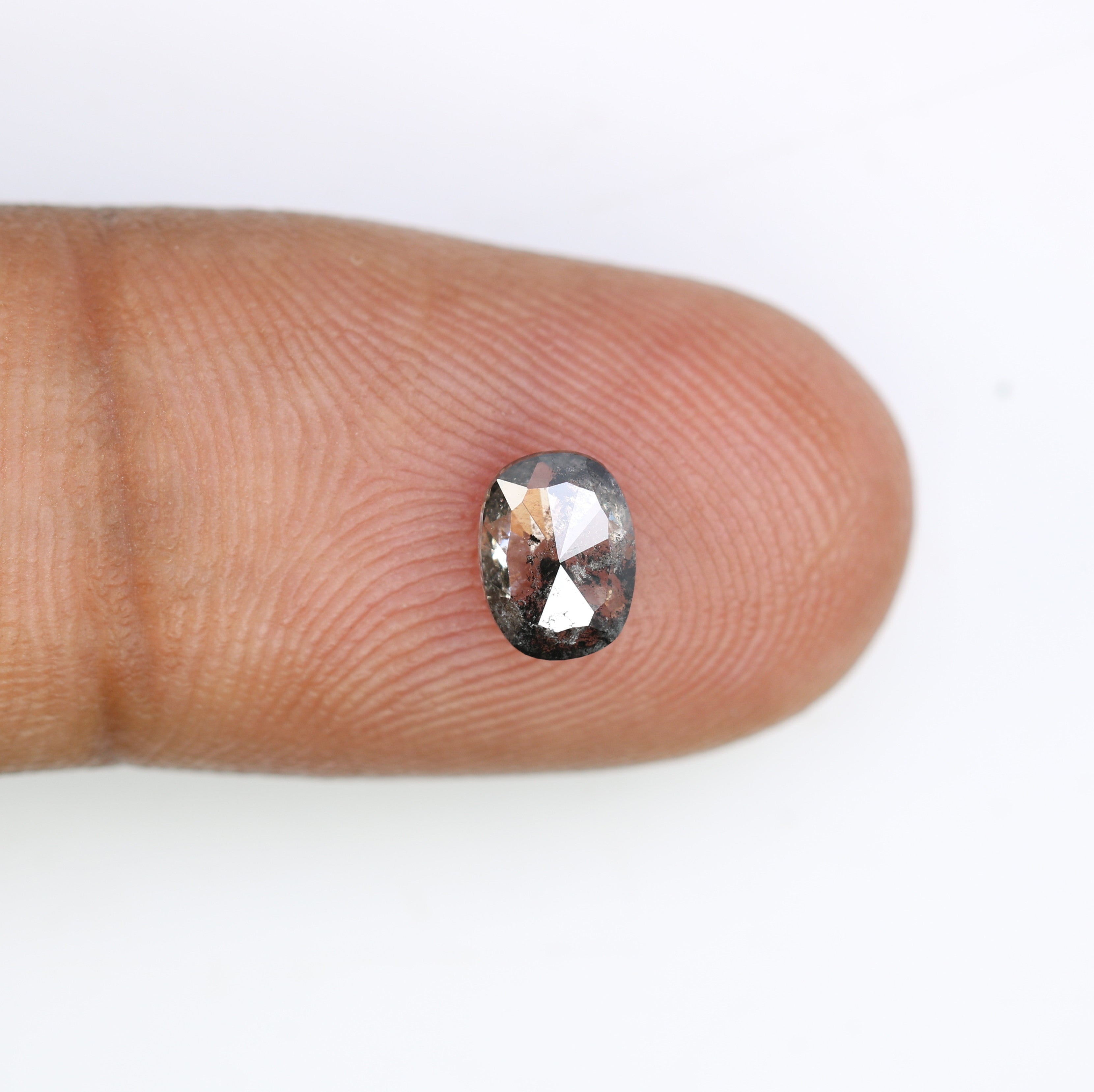 0.86 CT Oval Cut Natural Salt And Pepper Loose Diamond For Engagement Ring