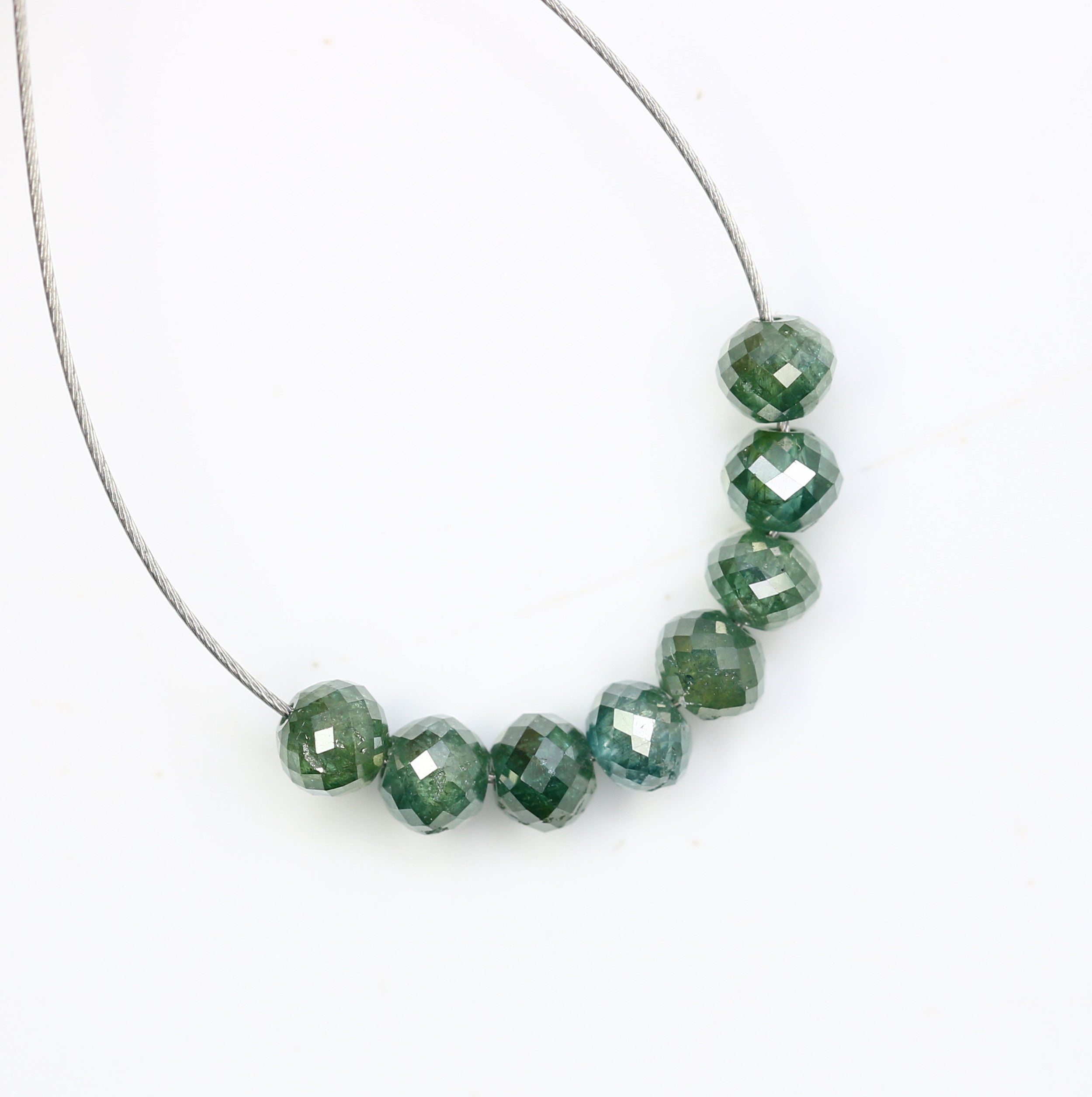 1.62 Carat Natural Loose Green Color Round Beads Diamond Bracelet