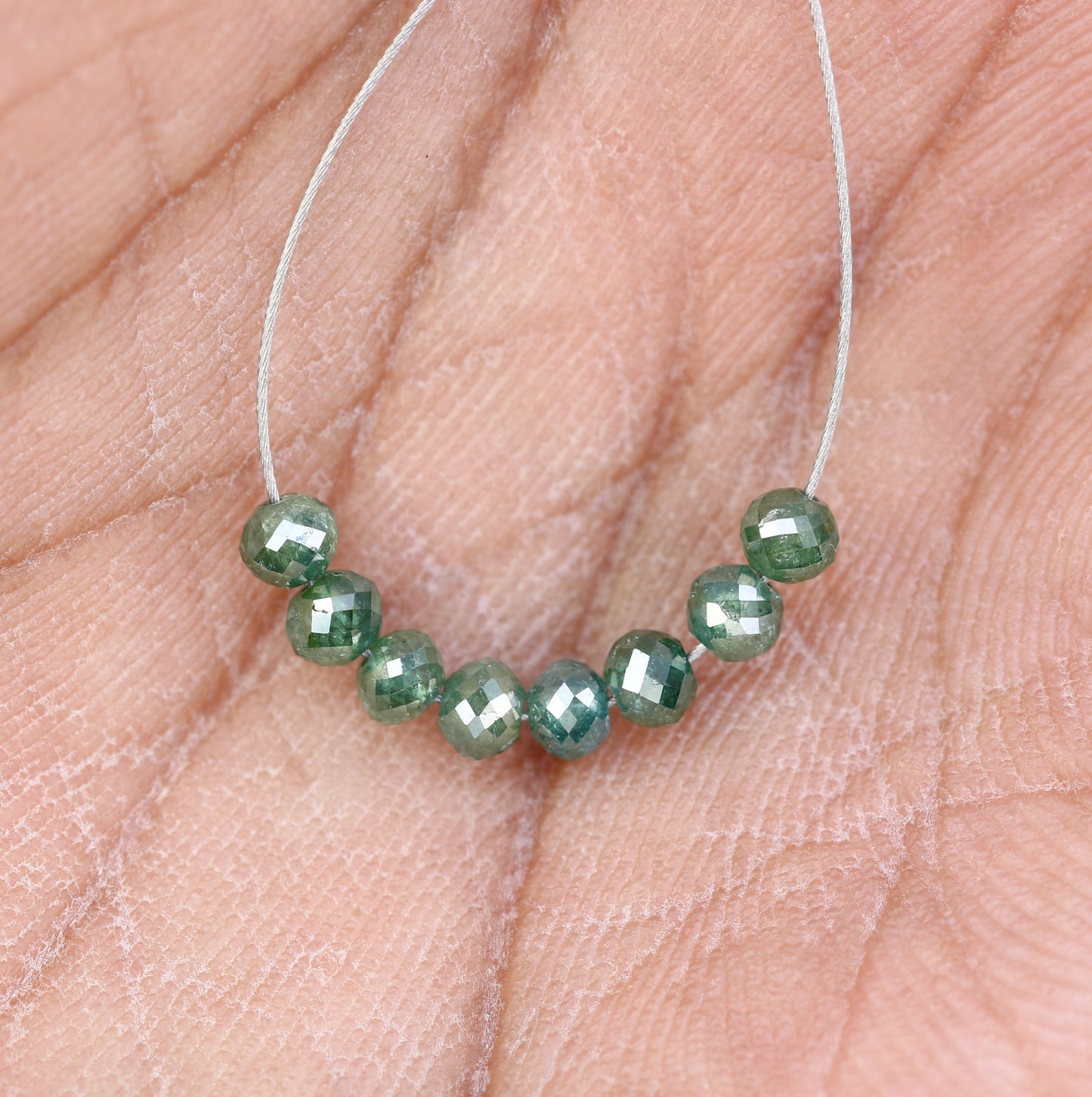 1.62 Carat Natural Loose Green Color Round Beads Diamond Bracelet