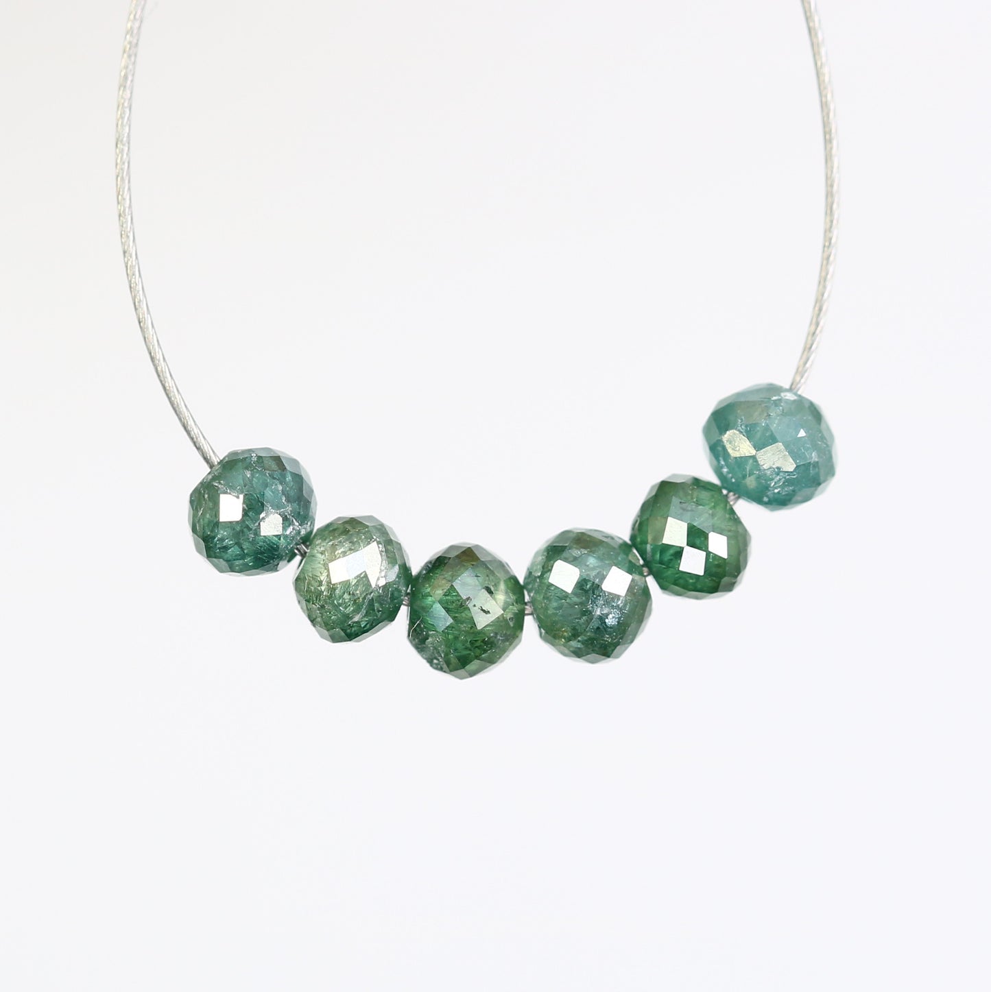 1.28 Carat Loose Fancy Green Round Diamond Drilled Beads For Diamond Pendant