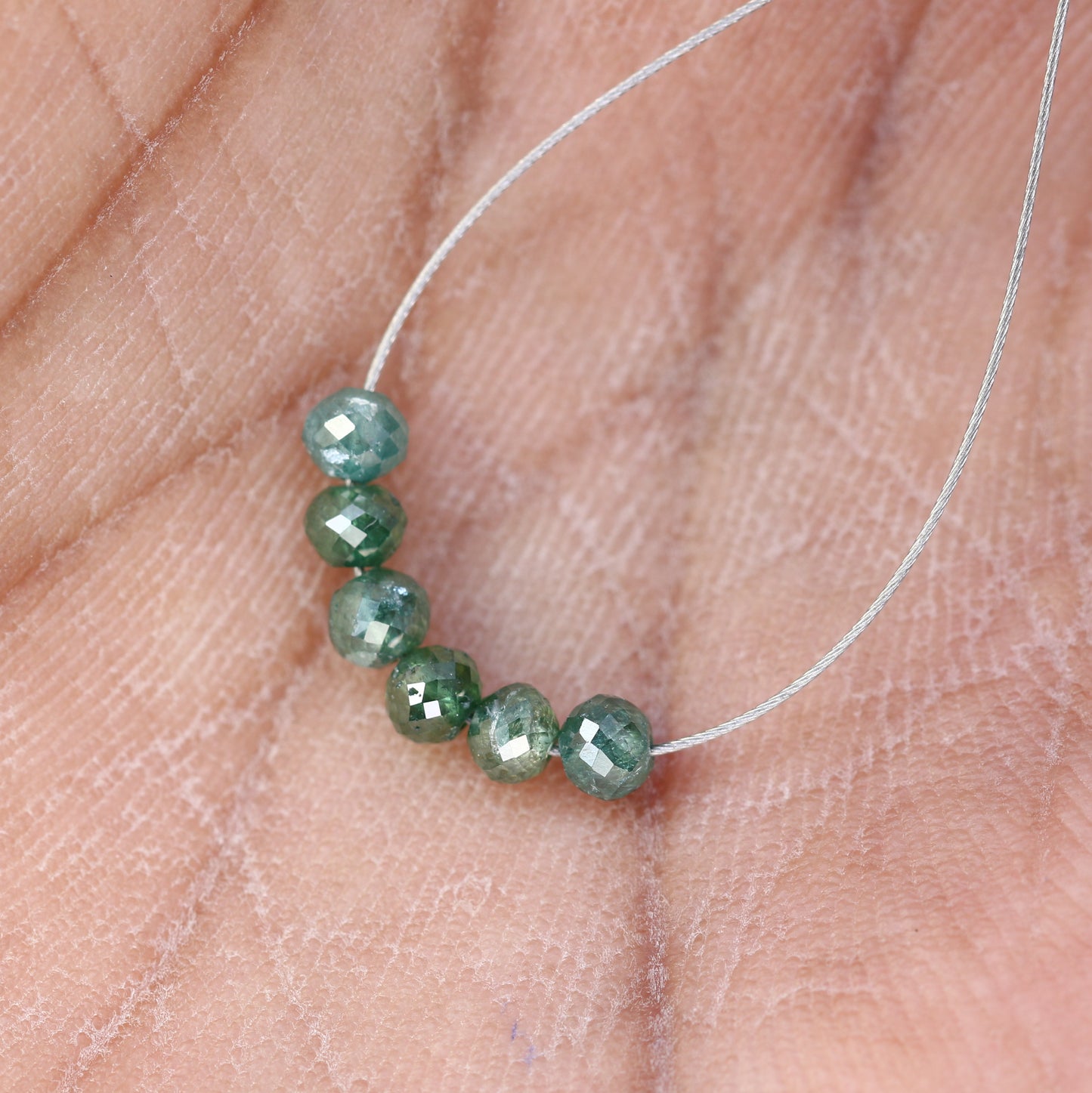 1.28 Carat Loose Fancy Green Round Diamond Drilled Beads For Diamond Pendant