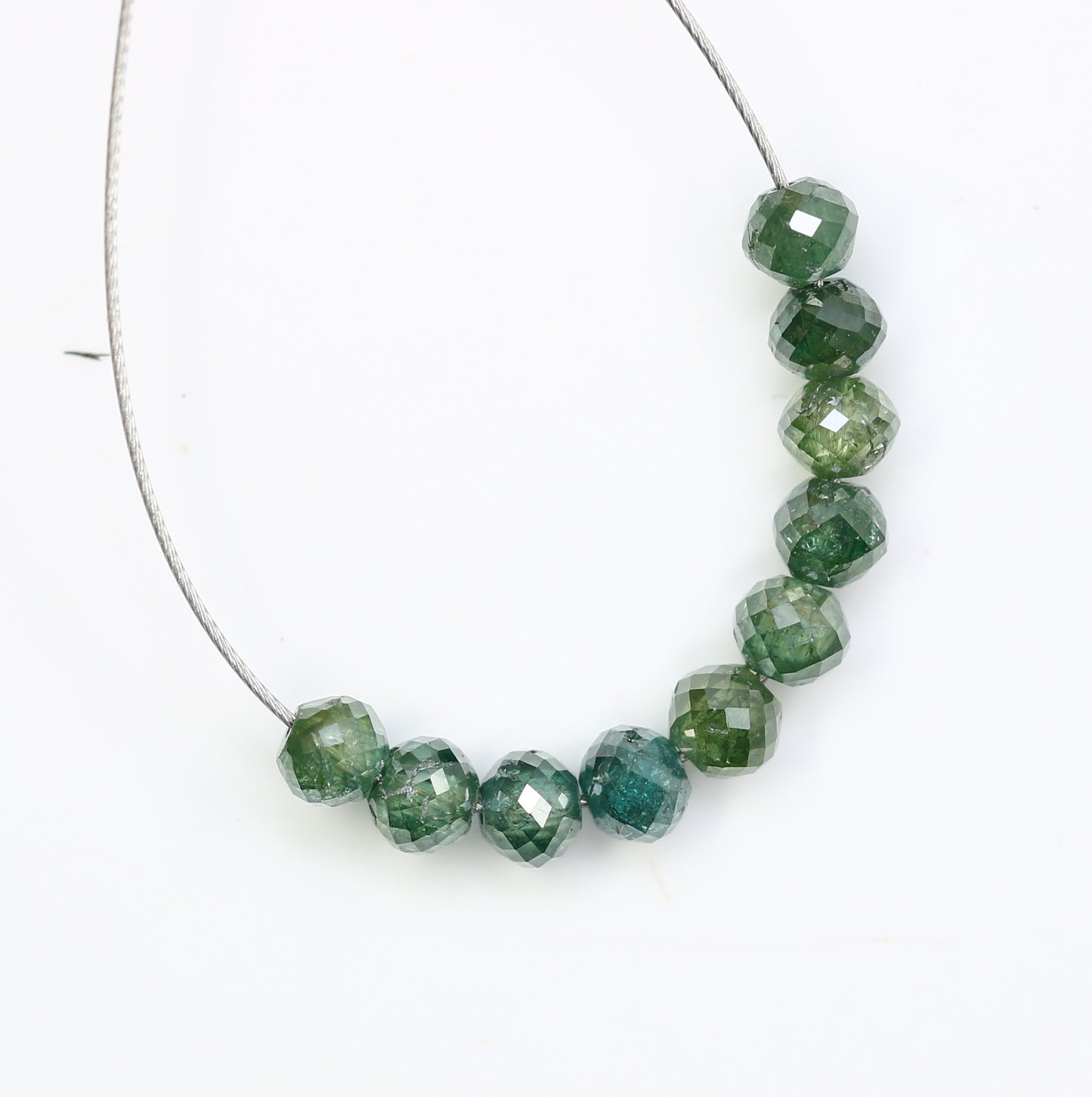1.87 Carat Fancy Green Color Loose Round Polished Drilled Beads For Diamond Necklace