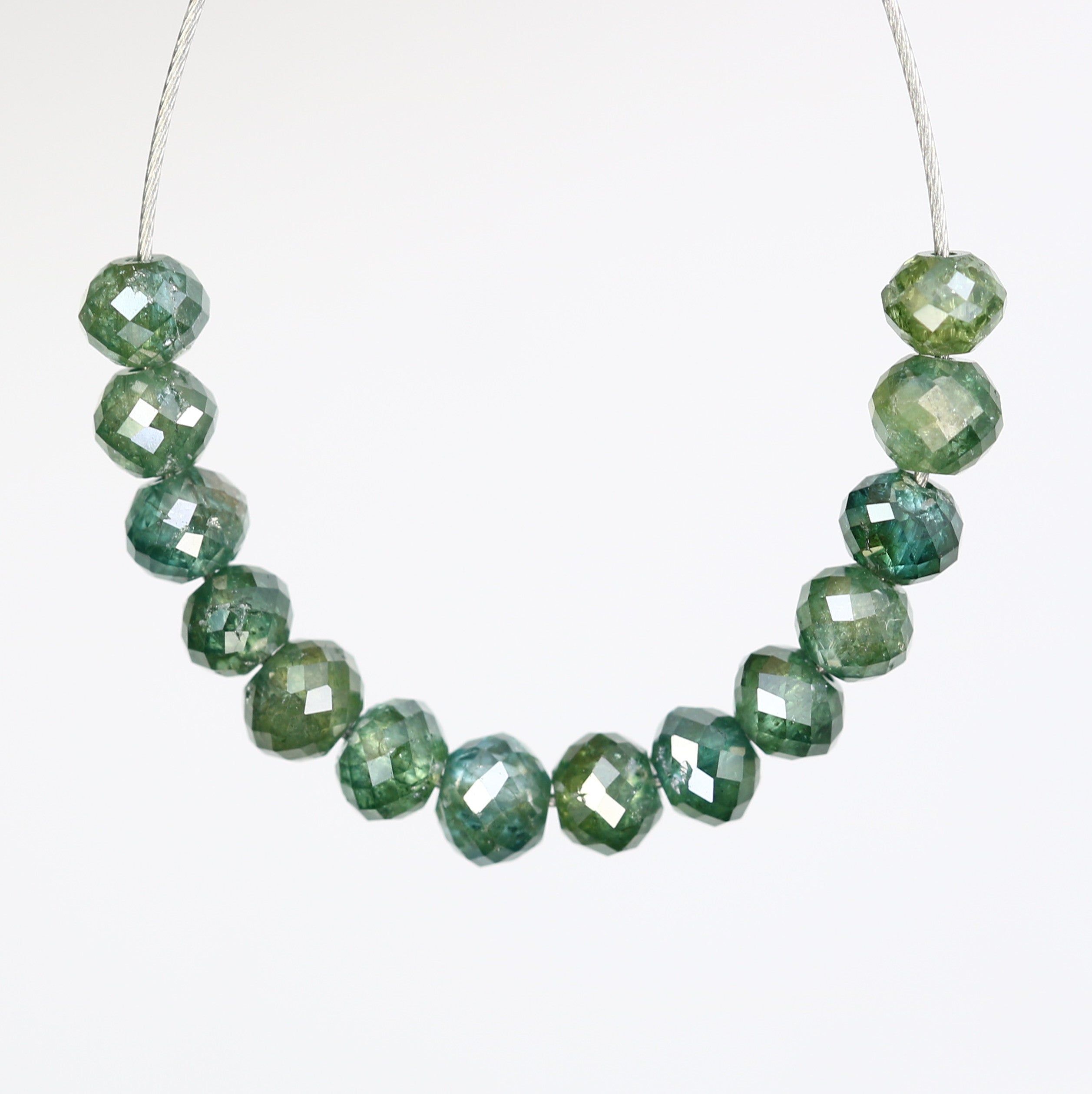 2.32 Carat Fancy Green Color Loose Round Beads For Diamond Necklace