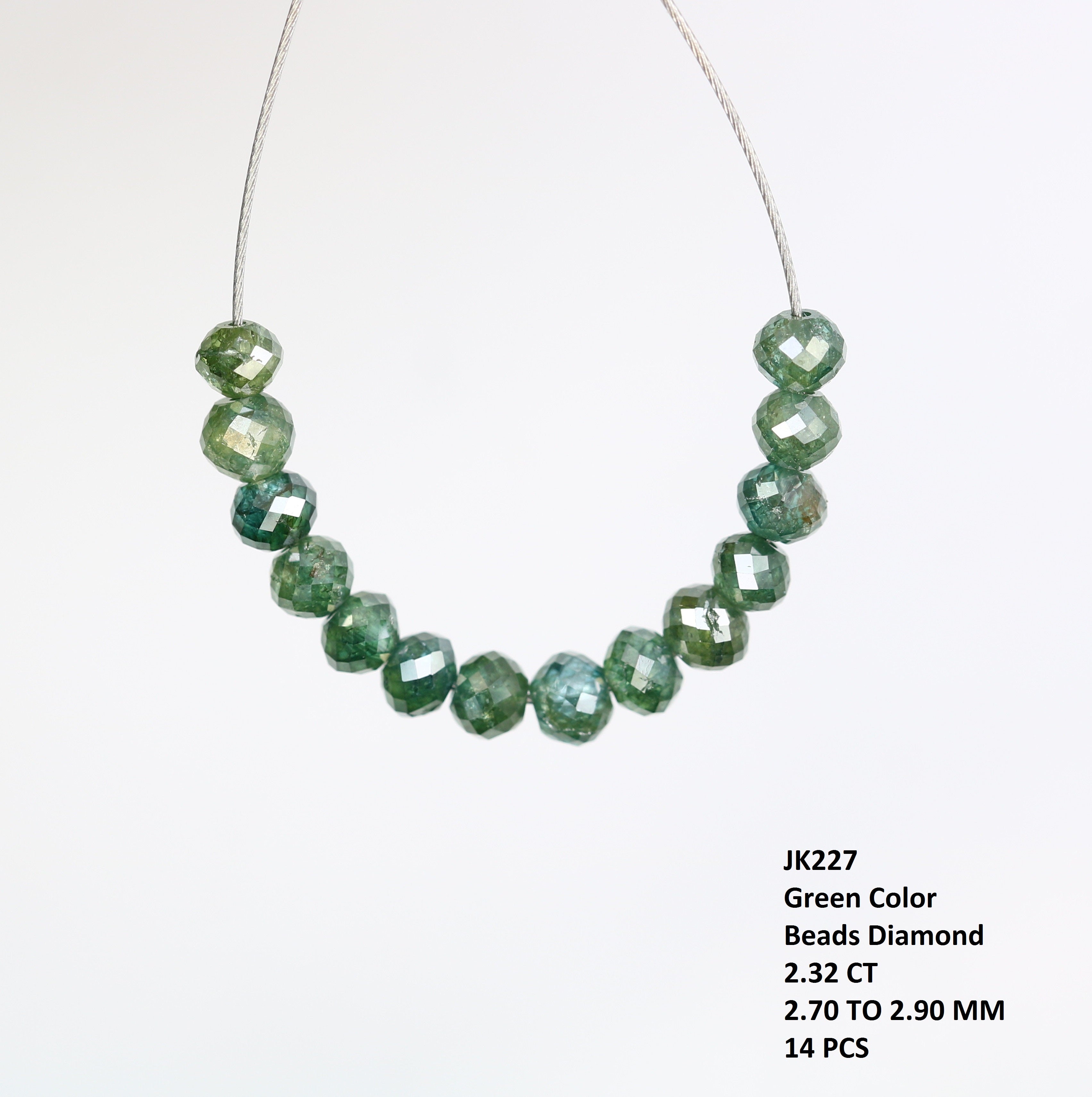 2.32 Carat Fancy Green Color Loose Round Beads For Diamond Necklace