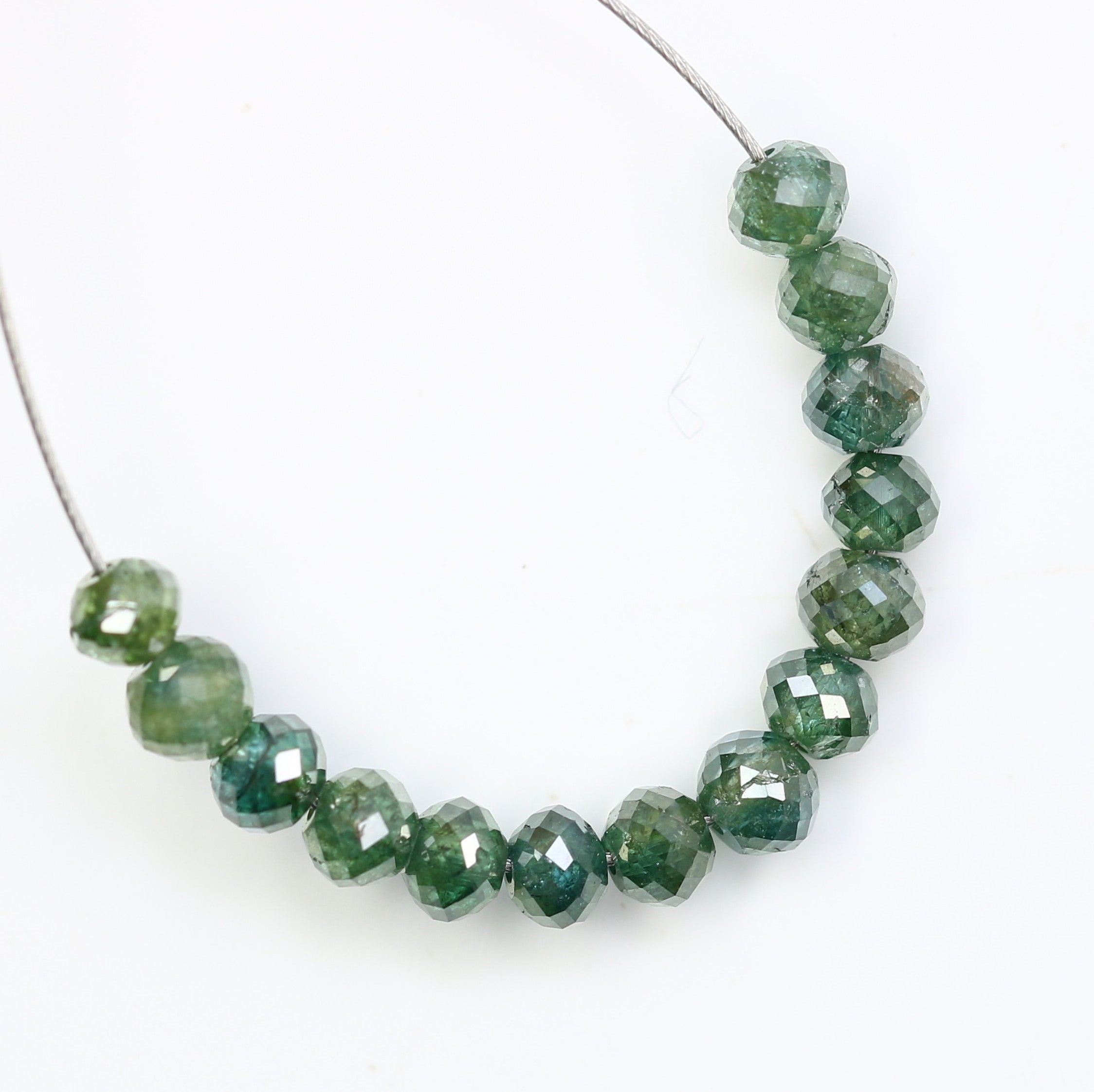 2.32 Carat Fancy Green Color Loose Round Beads For Diamond Necklace