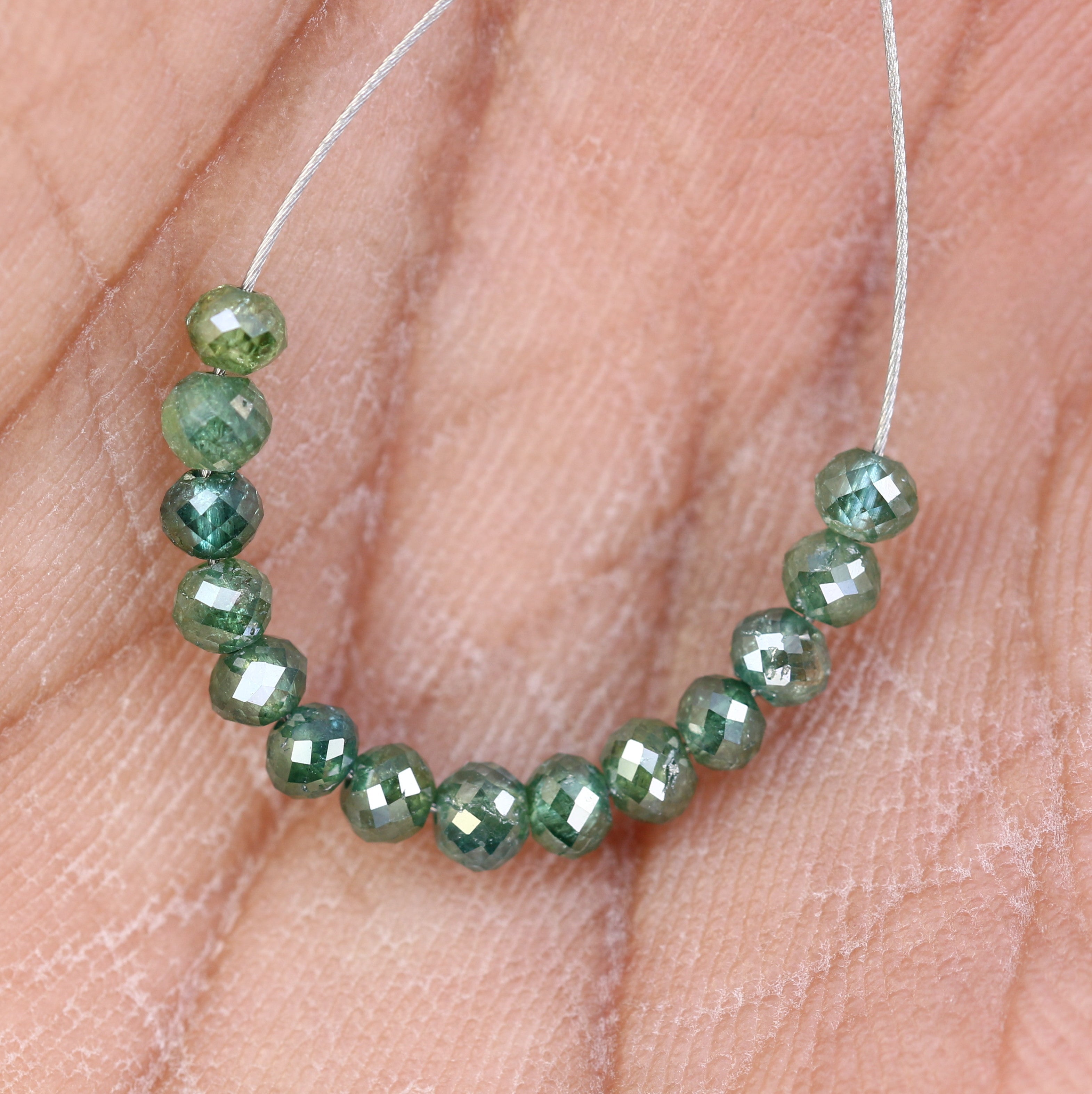 2.32 Carat Fancy Green Color Loose Round Beads For Diamond Necklace