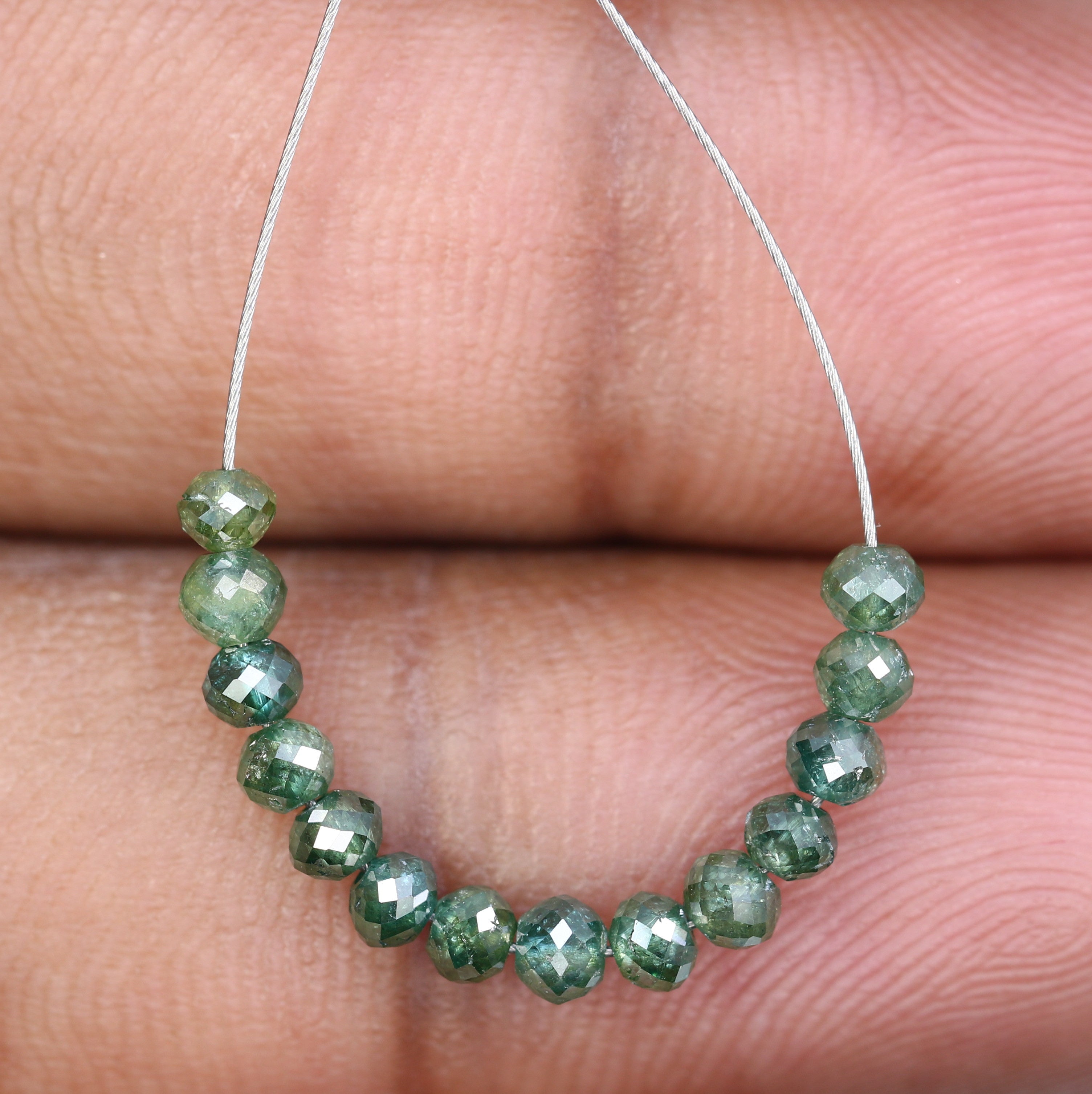 2.32 Carat Fancy Green Color Loose Round Beads For Diamond Necklace