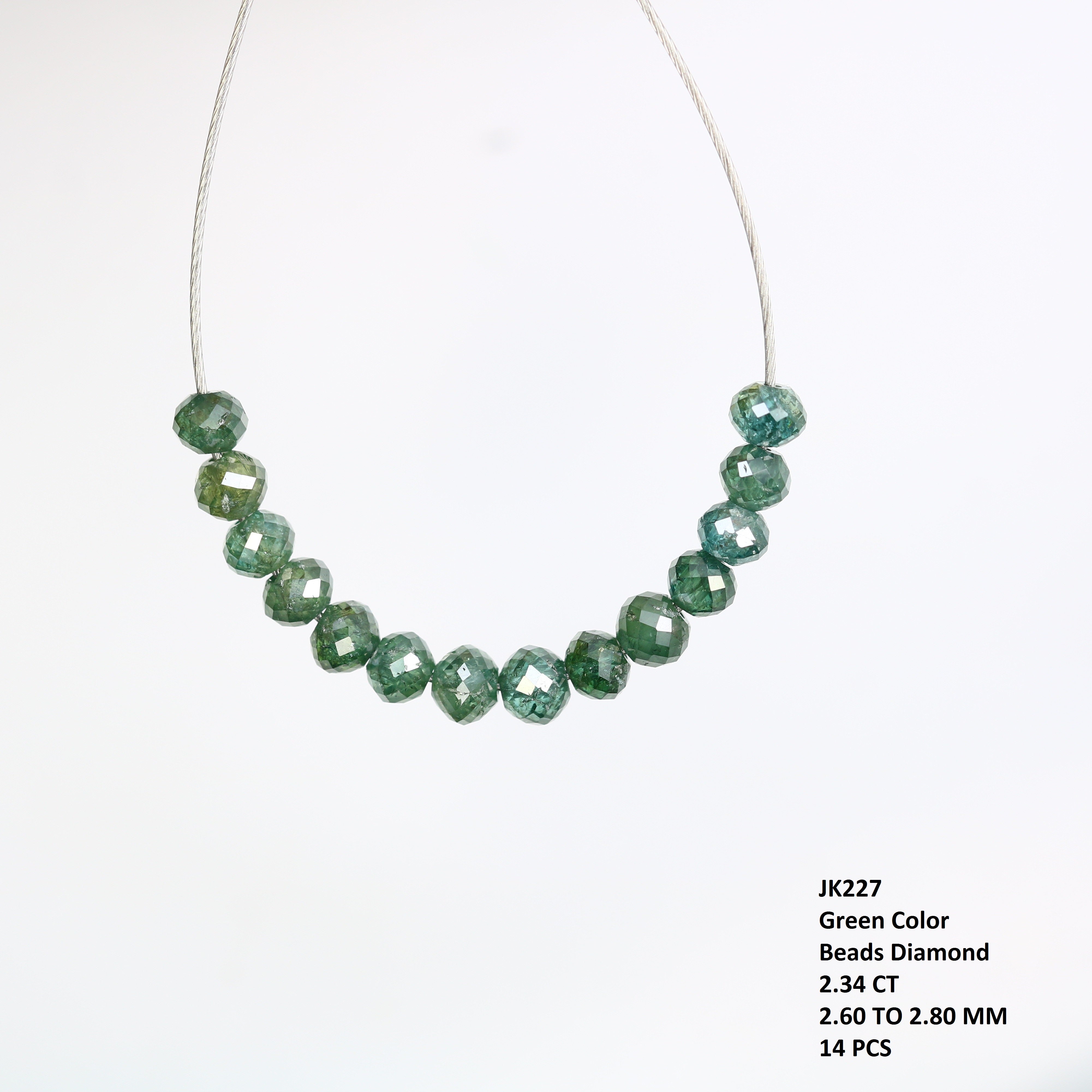 2.34 Carat Loose Fancy Green Loose Round Beads Diamond For Diamond Necklace