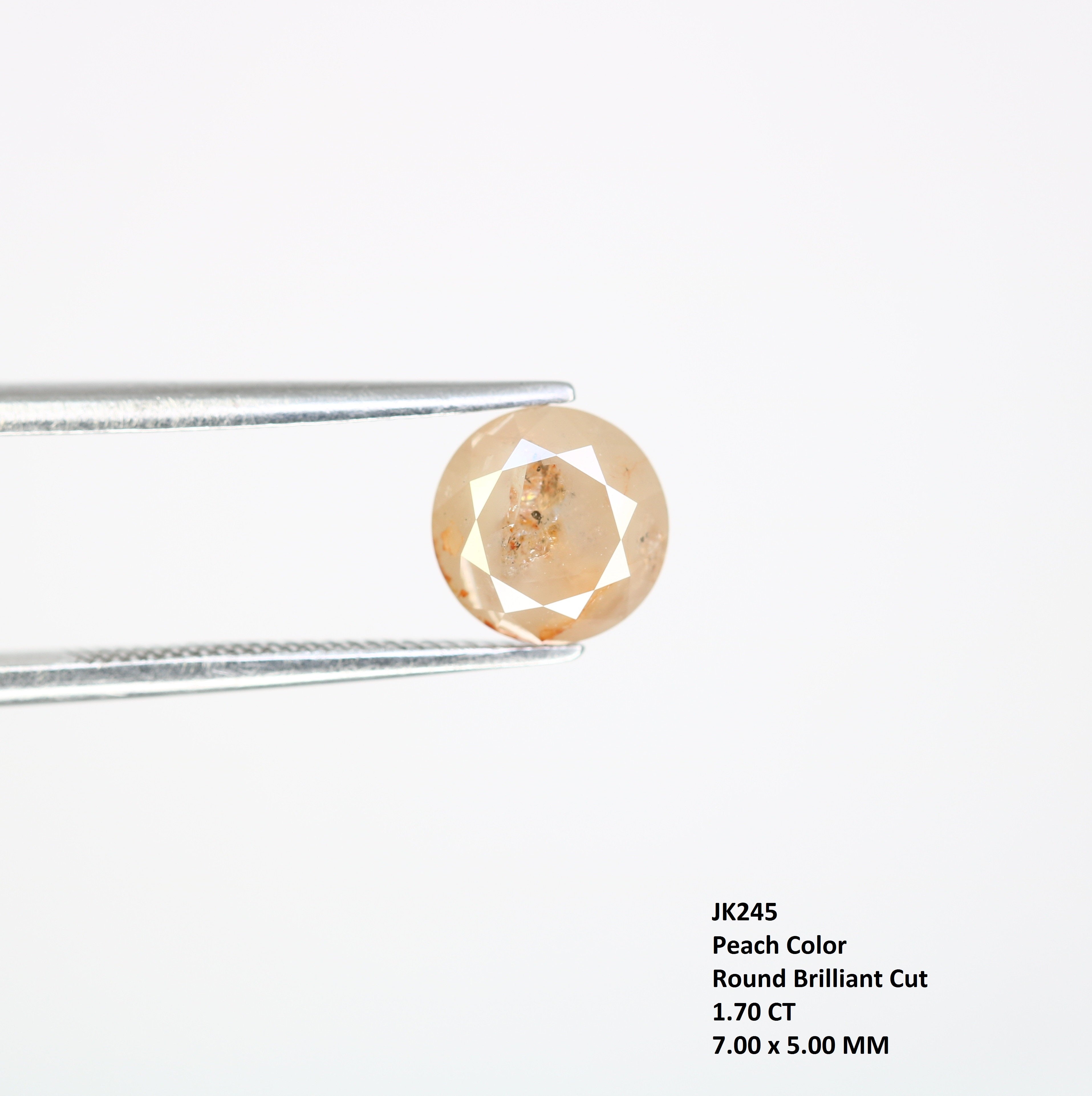 1.70 CT 7.00 MM Fancy Peach Color Round Brilliant Cut Diamond For Proposal Ring
