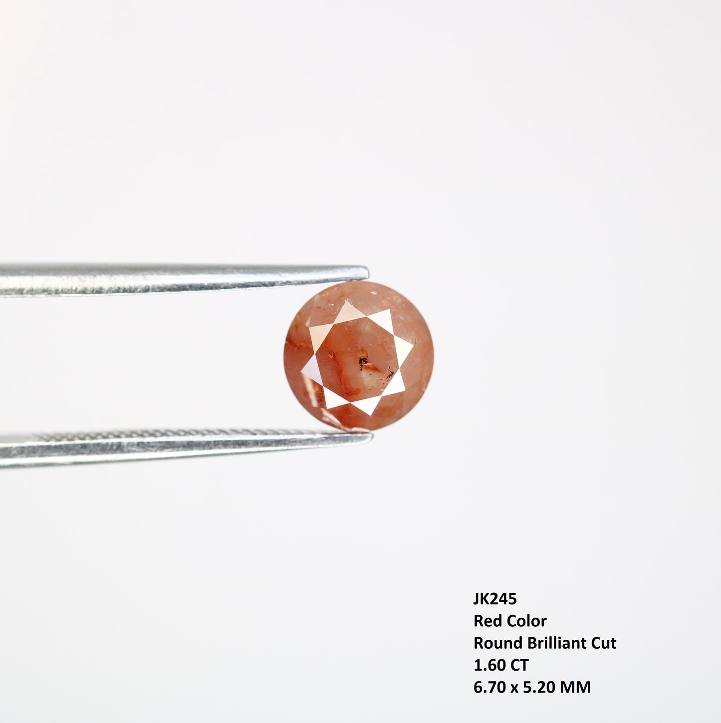 1.60 CT Red Round Brilliant Cut 6.70 MM Fancy Diamond For Designer Ring
