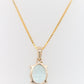 Green Aquamarine Oval Stone Pendant with 18K Yellow Gold Chain Necklace For Women