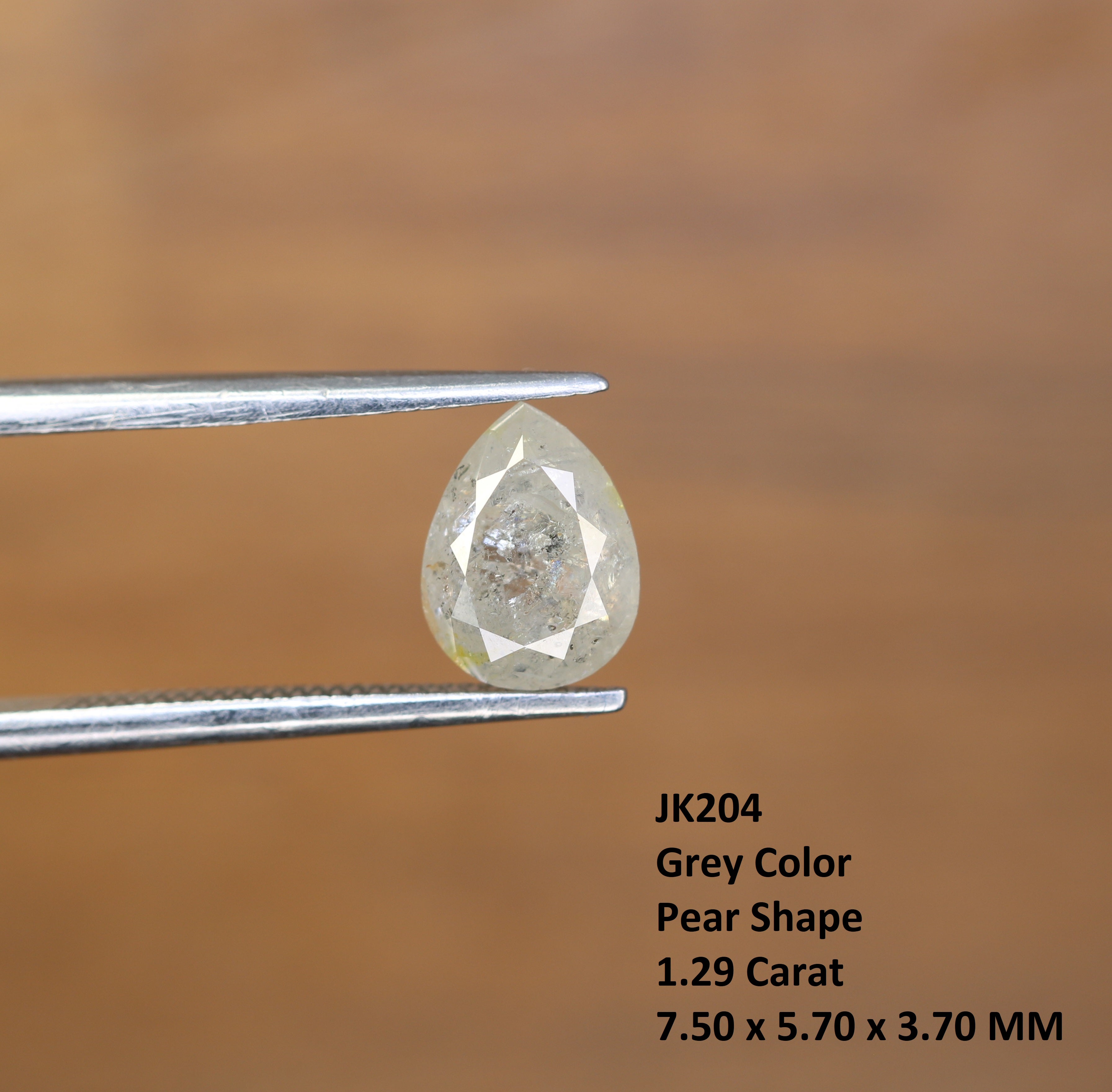 1.29 CT Pear Cut Grey Diamond For Engagement Ring