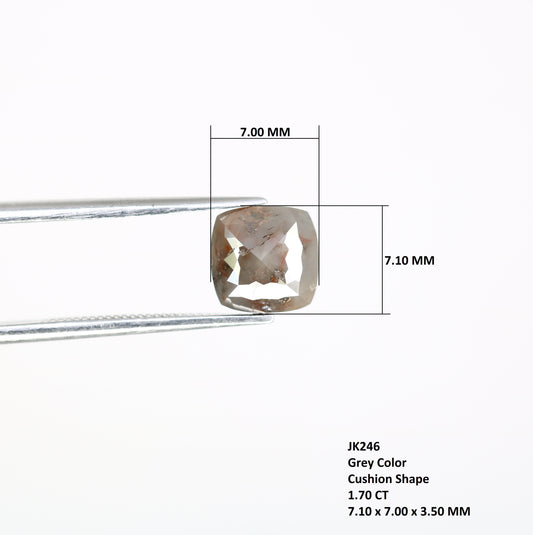 1.70 CT 7.10 MM Polished Cushion Shape Fancy Grey Diamond For Proposal Ring