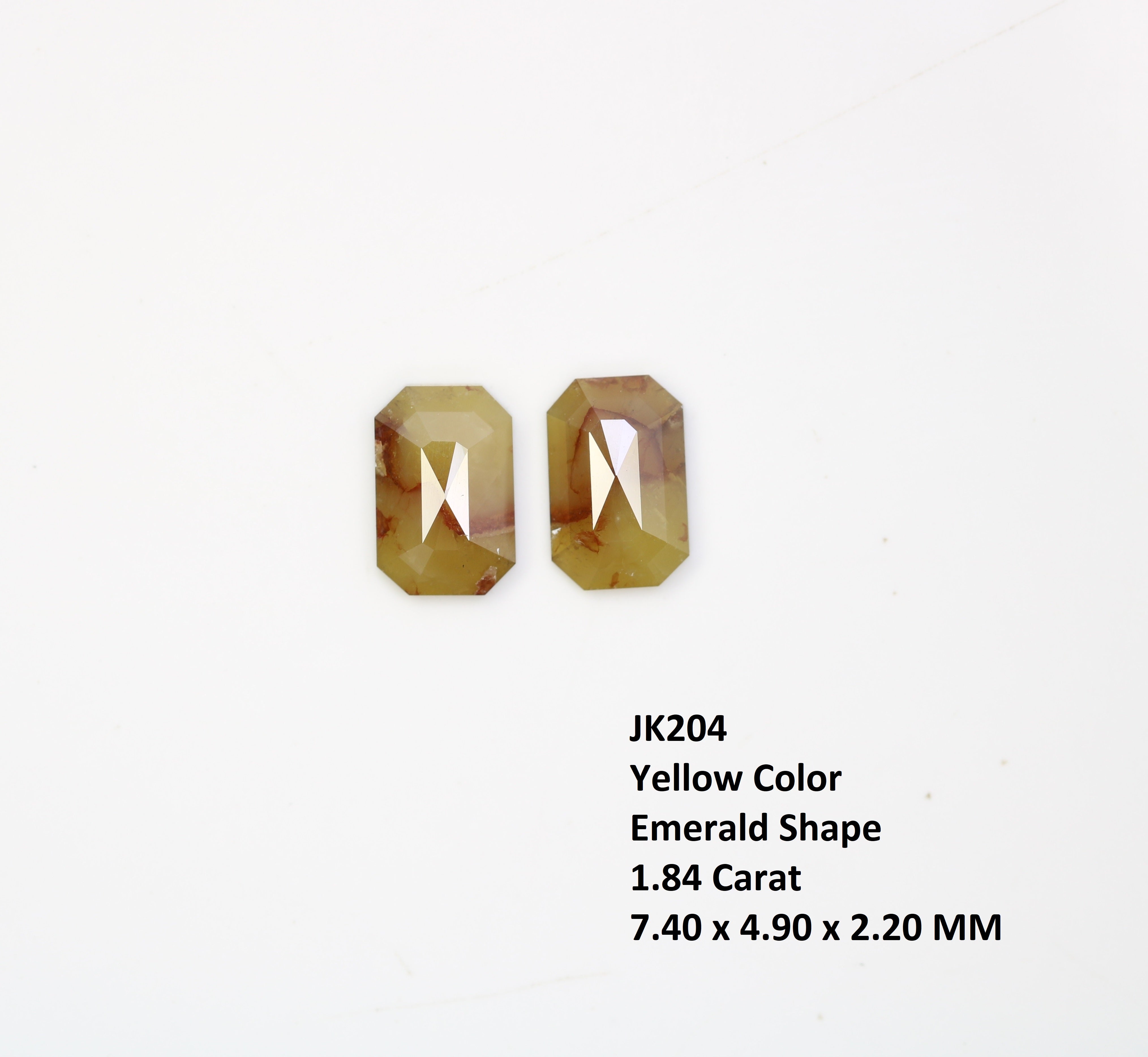 1.84 CT Yellow Emerald Shape Pair Diamond For Engagement Ring