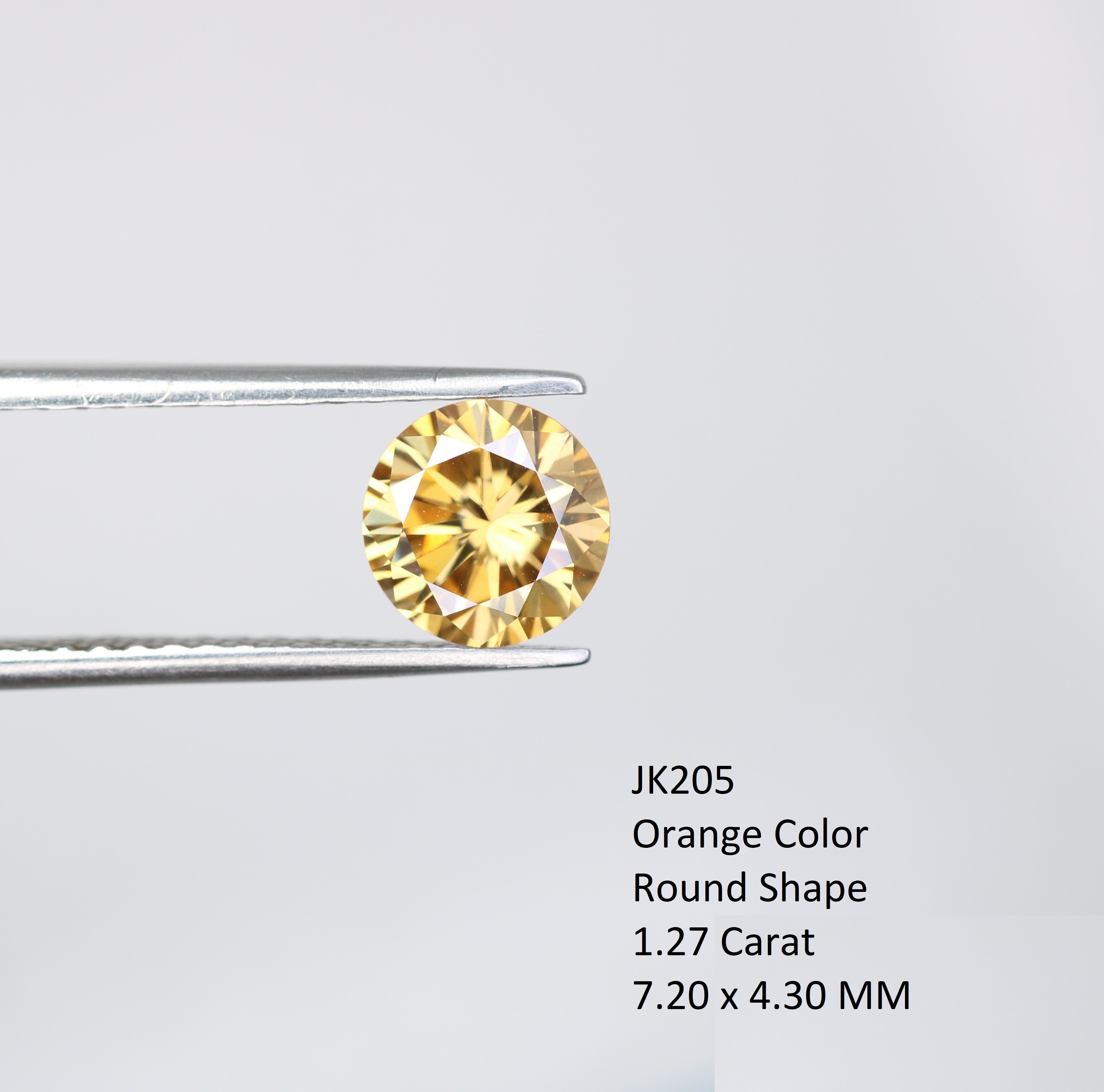 1.27 CT Orange Moissanite Round Brilliant Cut Diamond For Engagement Ring