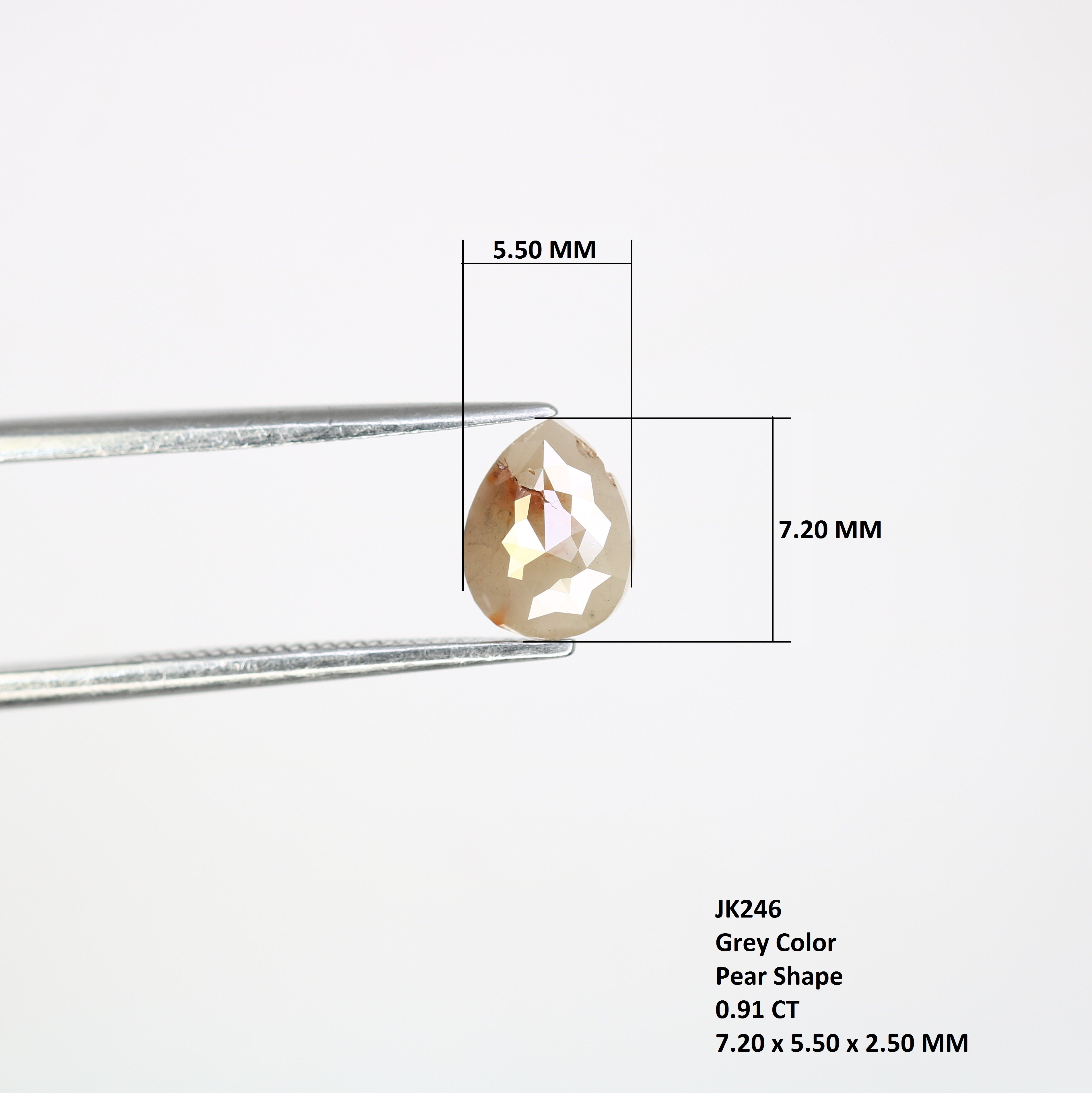 0.91 CT Natural Loose Grey Pear Shaped 7.20 MM Diamond For Wedding Ring
