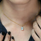 Green Aquamarine Oval Stone Pendant with 18K Yellow Gold Chain Necklace