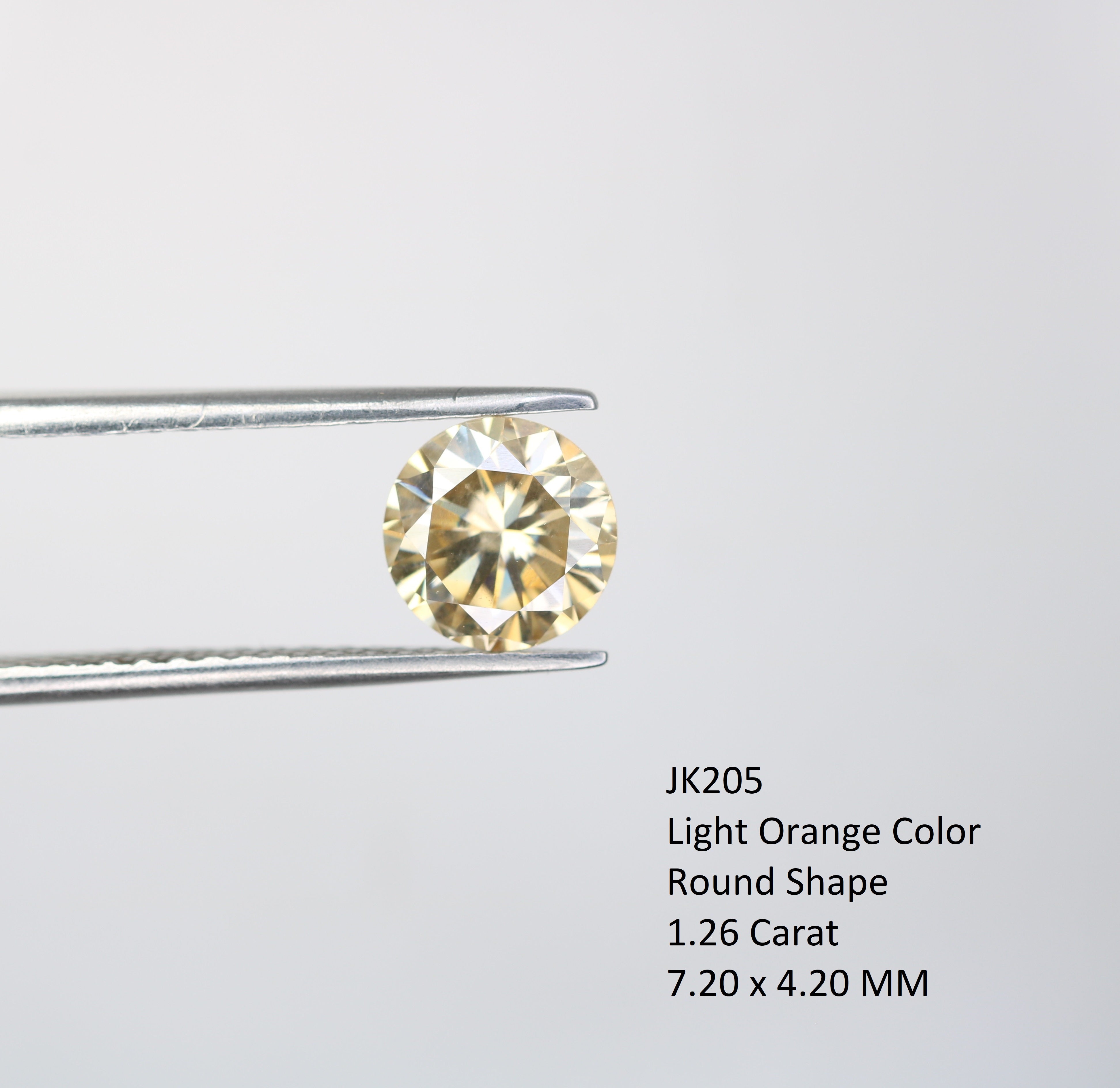 1.26 CT Moissanite Round Brilliant Cut Light Orange Diamond For Engagement Ring