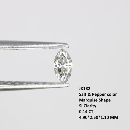 0.14 CT Marquise Shape Salt And Pepper Diamond For Engagement Ring