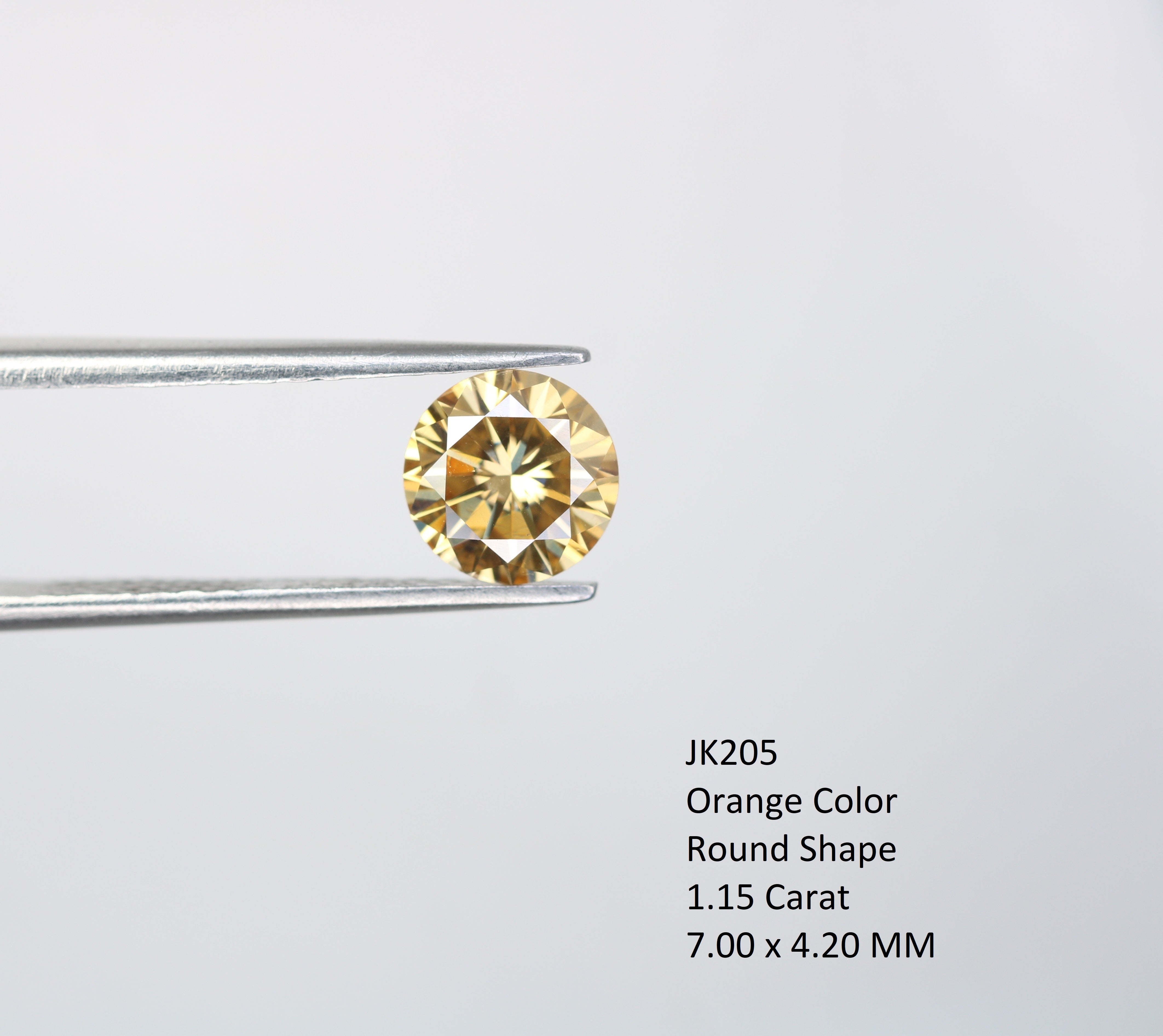 1.15 CT Round Brilliant Cut Moissanite Orange Diamond For Engagement Ring
