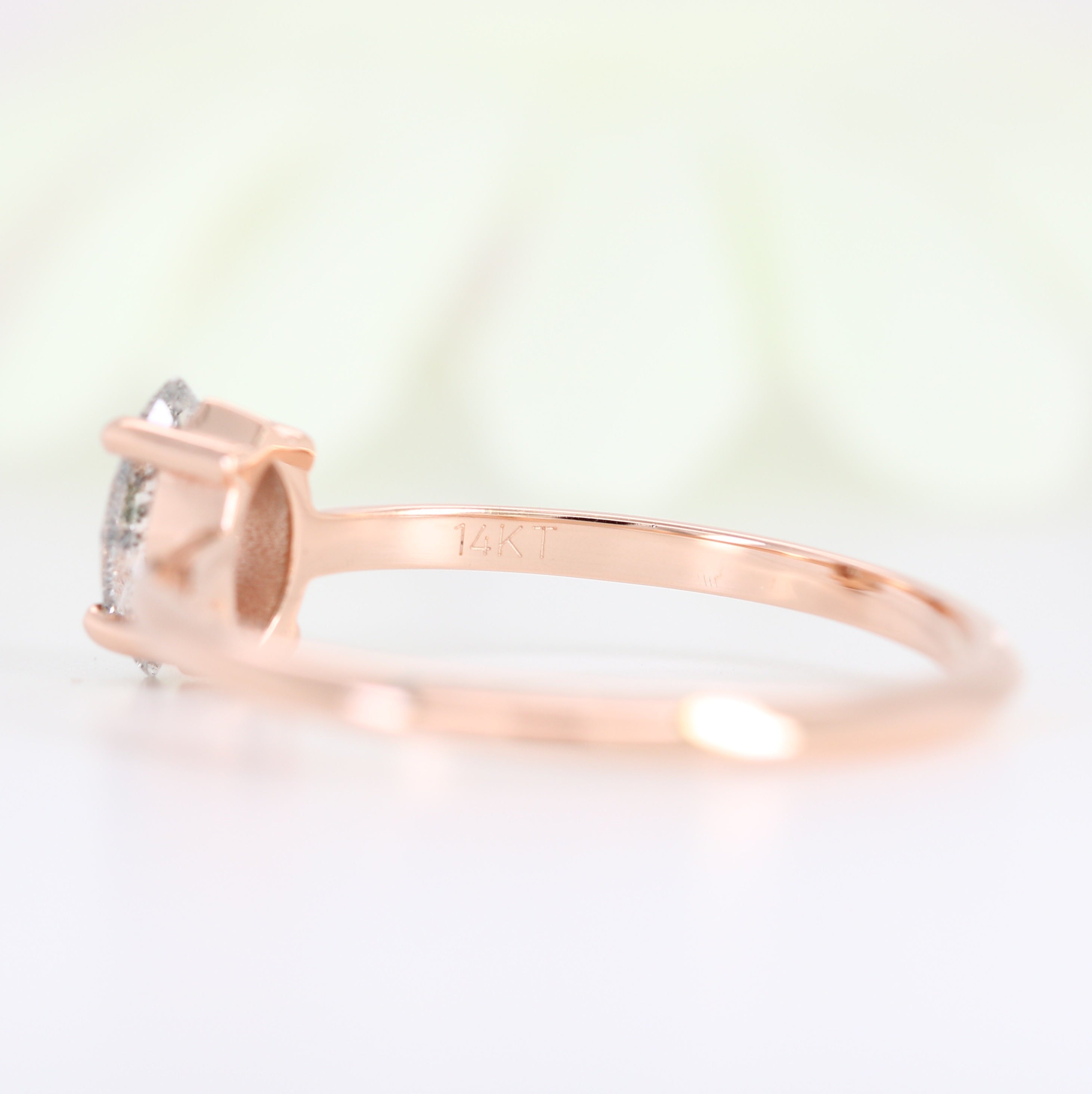 Polished Marquise Cut 14K Rose Gold Salt And Pepper Diamond Ring