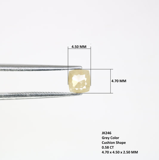 0.58 CT 4.70 MM Polished Cushion Shape Fancy Grey Diamond For Designer Jewelry
