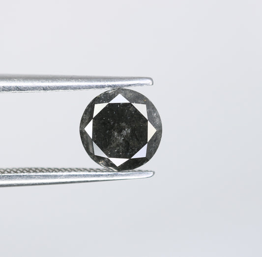 1.24 CT Round Brilliant Cut Salt and Pepper Diamond For Engagement Ring - JayKrishna Diamond