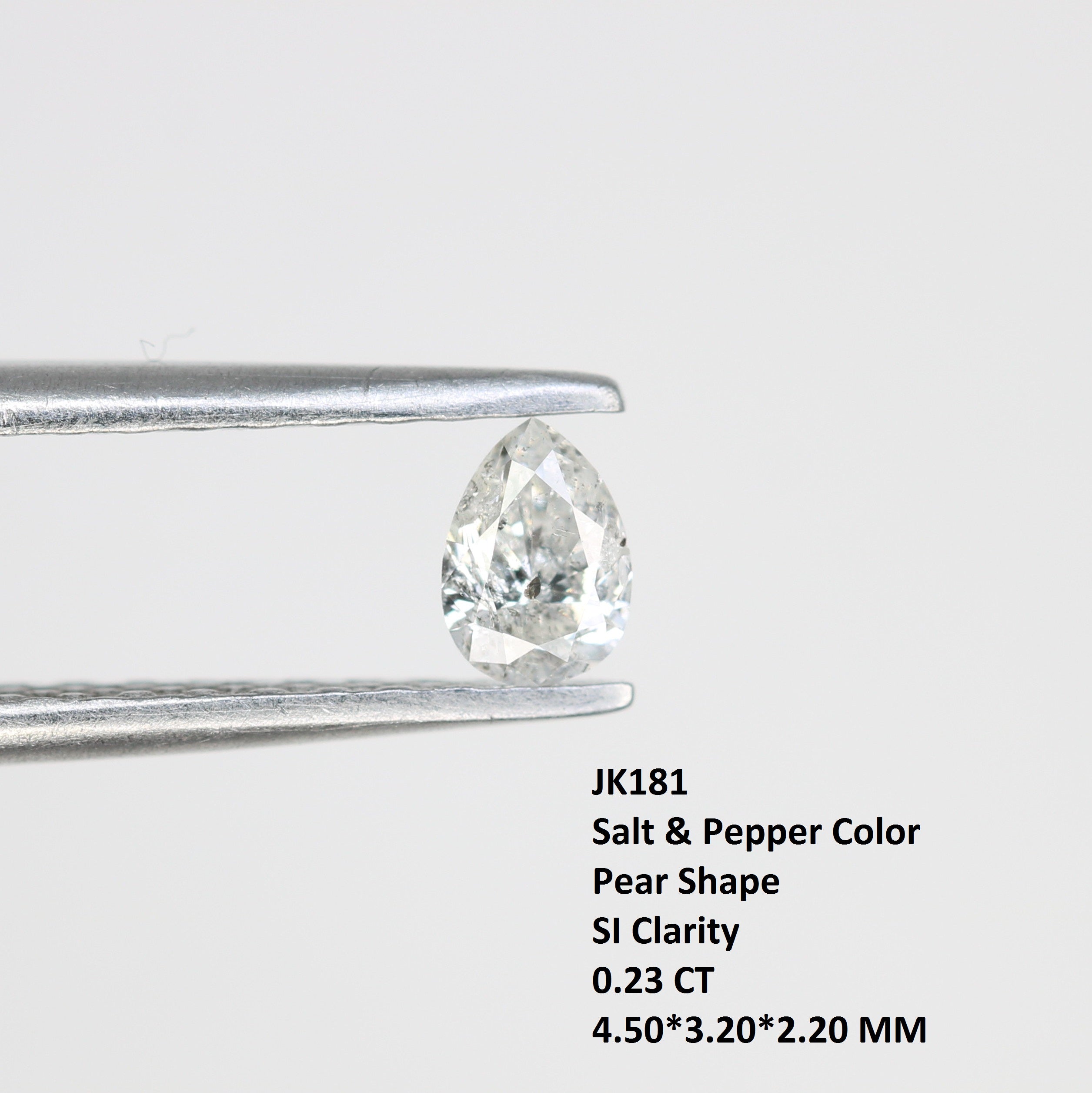 0.23 CT Pear Shape Salt And Pepper Diamond For Engagement Ring