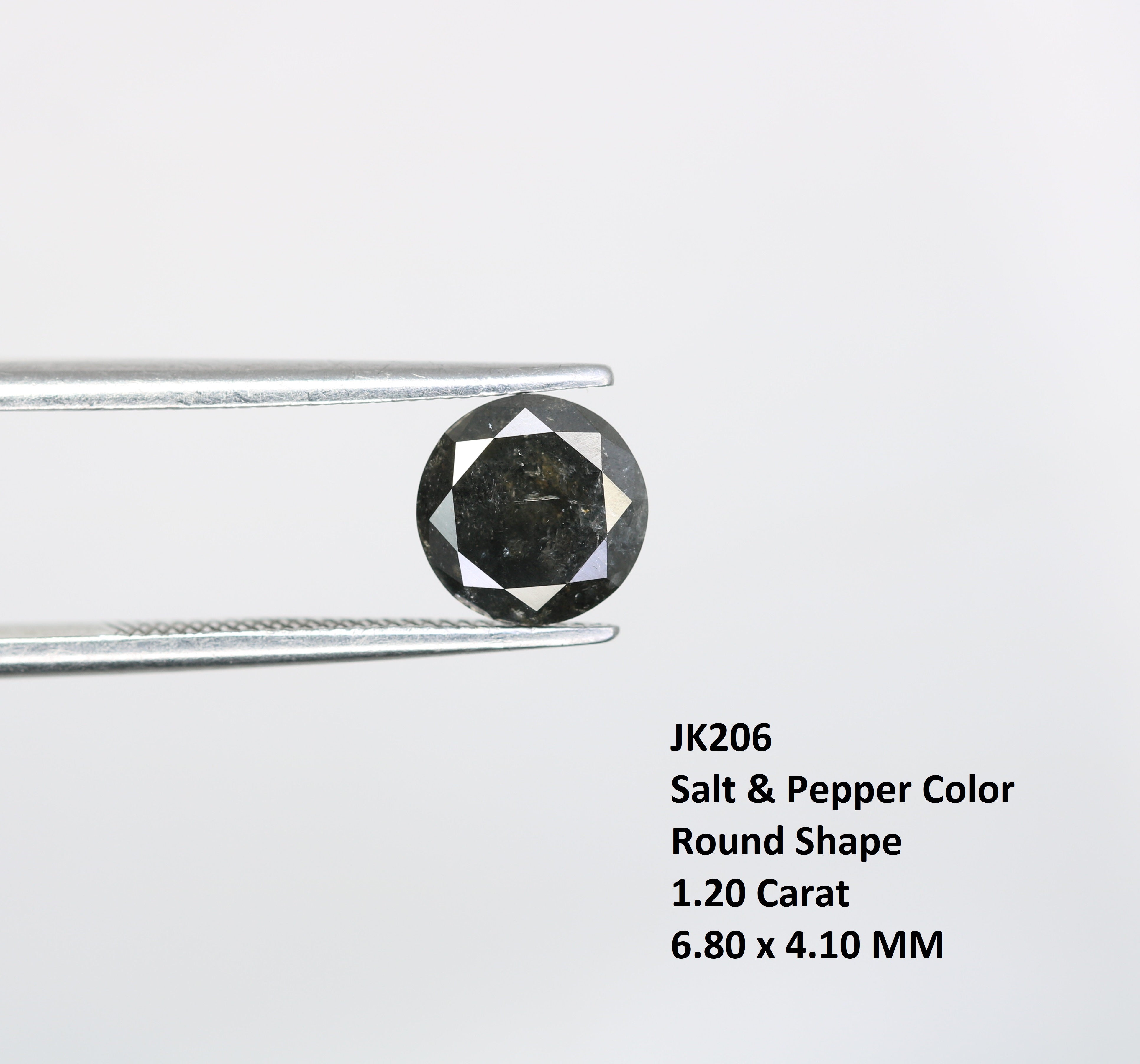 1.20 CT Round Brilliant Cut Salt and Pepper Diamond For Engagement Ring