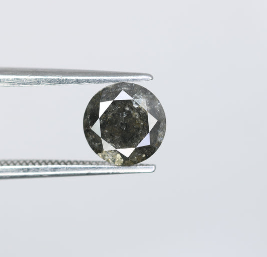 1.18 CT Salt and Pepper Round Brilliant Cut Diamond For Engagement Ring - JayKrishna Diamond