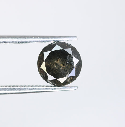 1.30 CT Round Brilliant Cut Salt and Pepper Diamond For Engagement Ring - JayKrishna Diamond