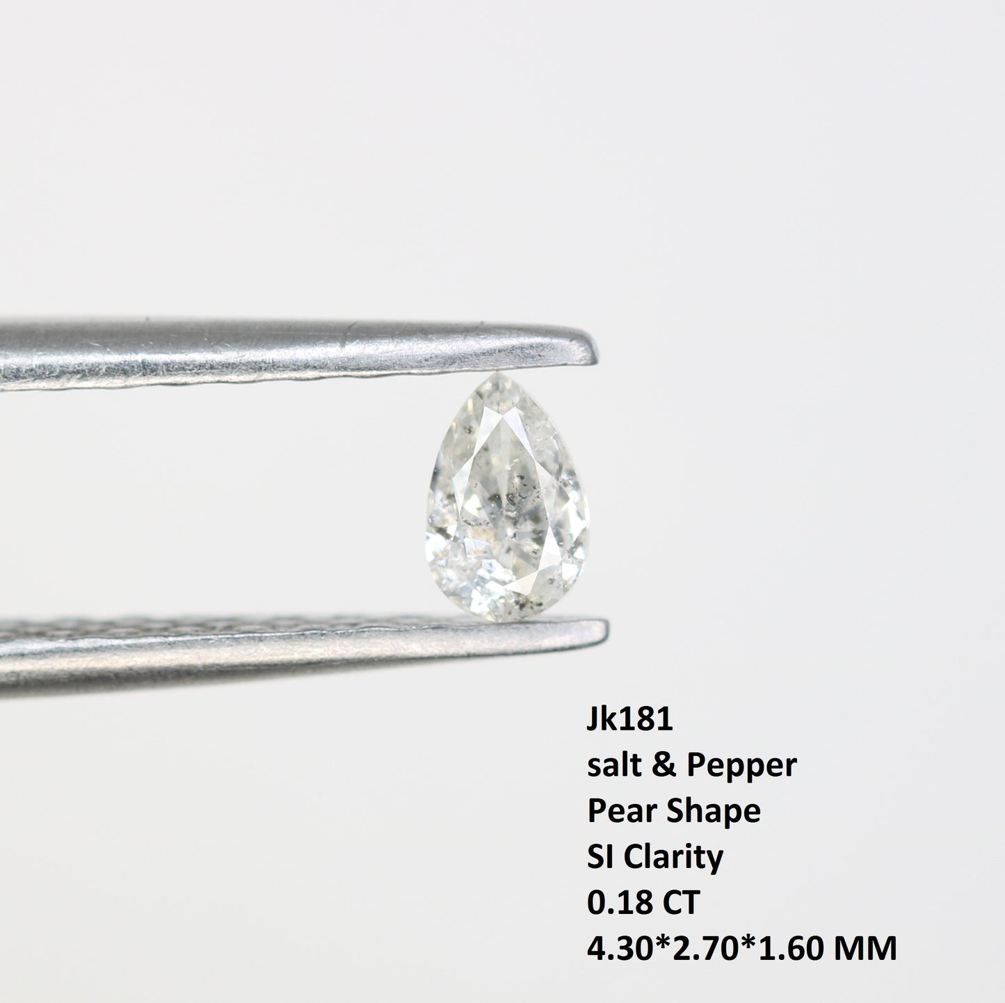 0.14 CT Natural Pear Shape Salt And Pepper Diamond For Engagement Ring