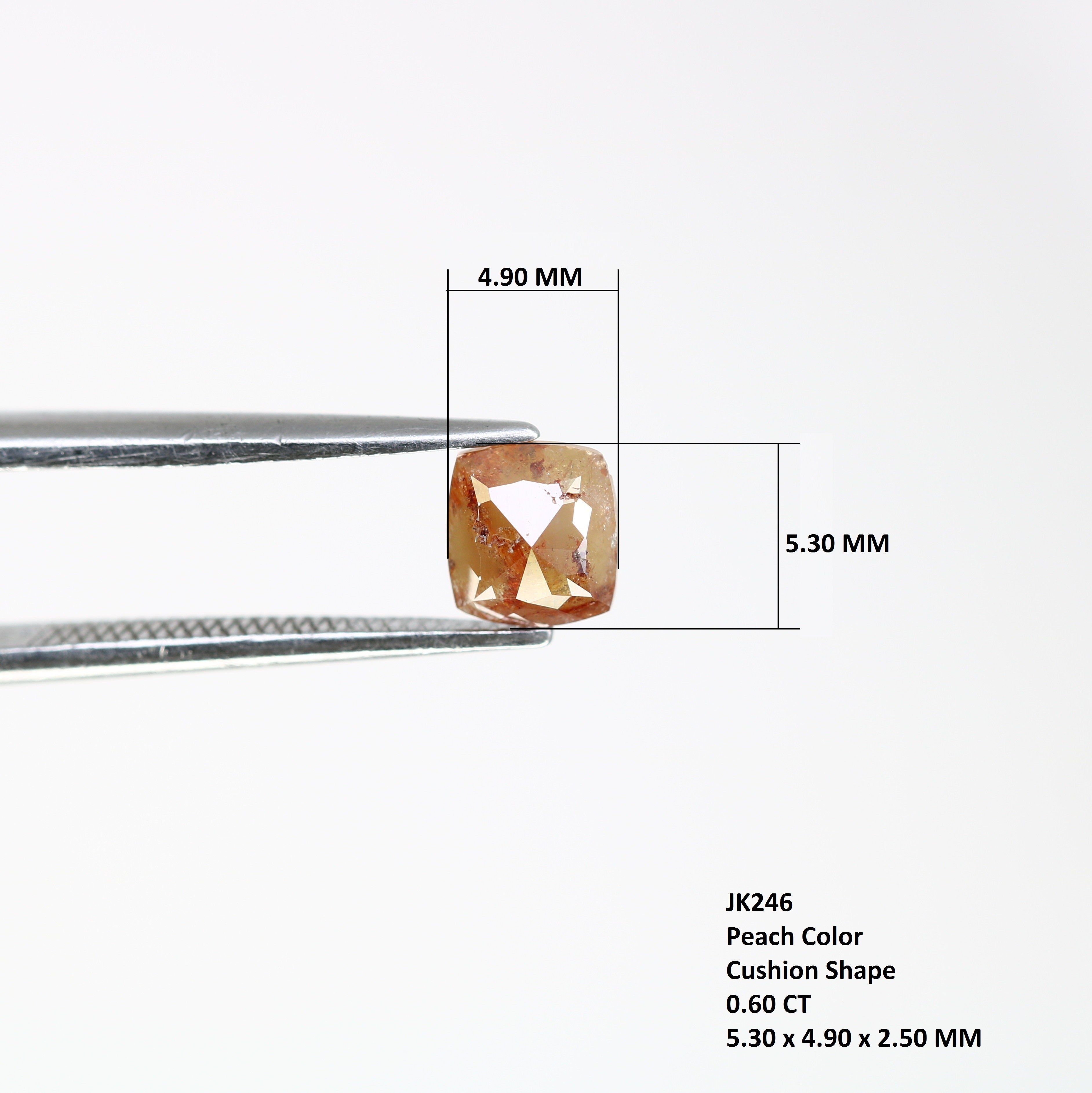 0.60 CT Unique Peach Color 5.30 MM Polished Cushion Shape Diamond For Designer Jewelry