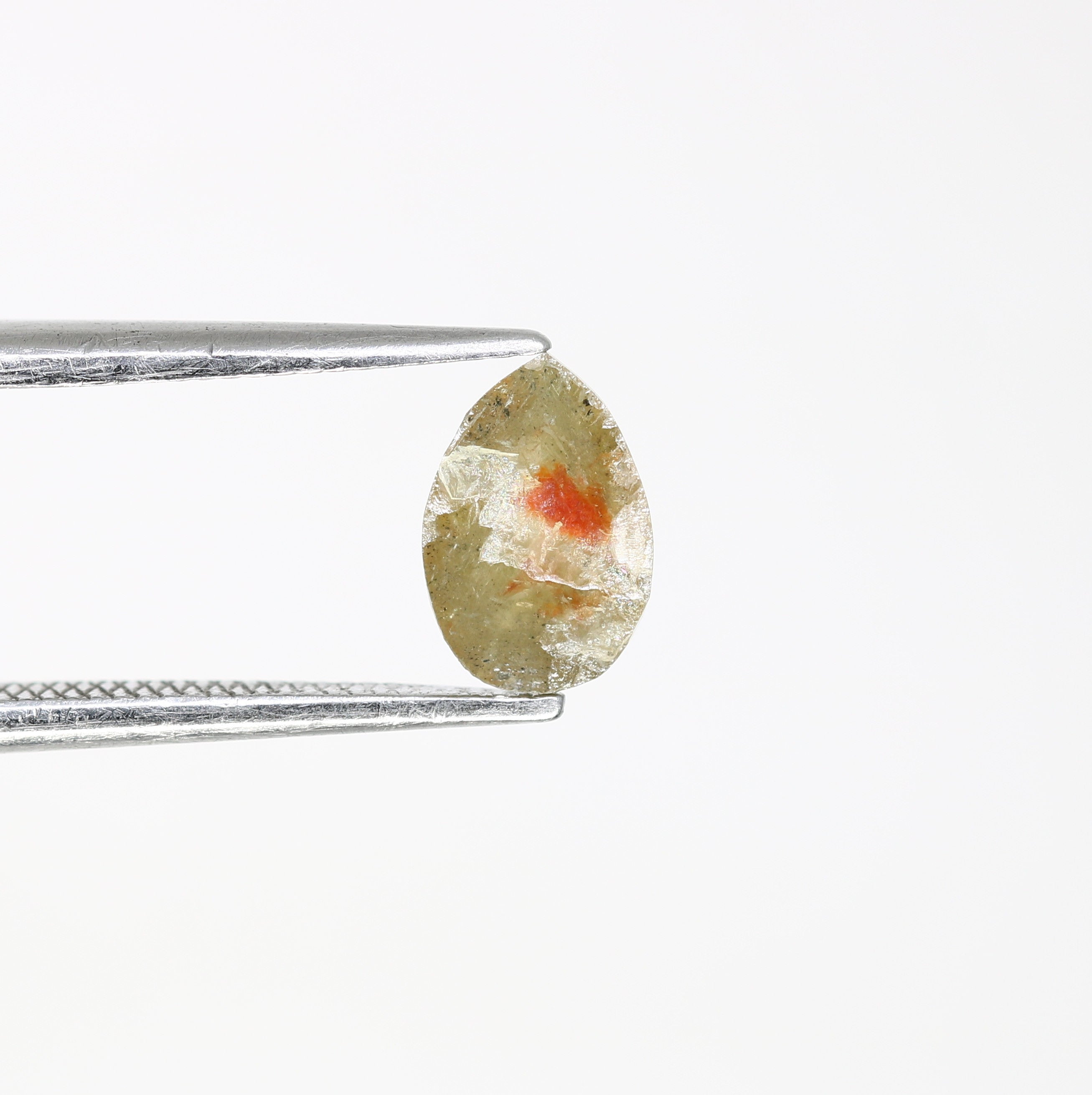 0.65 Carat Natural Green Rustic Pear Shape 7.40 MM Diamond For Wedding Ring