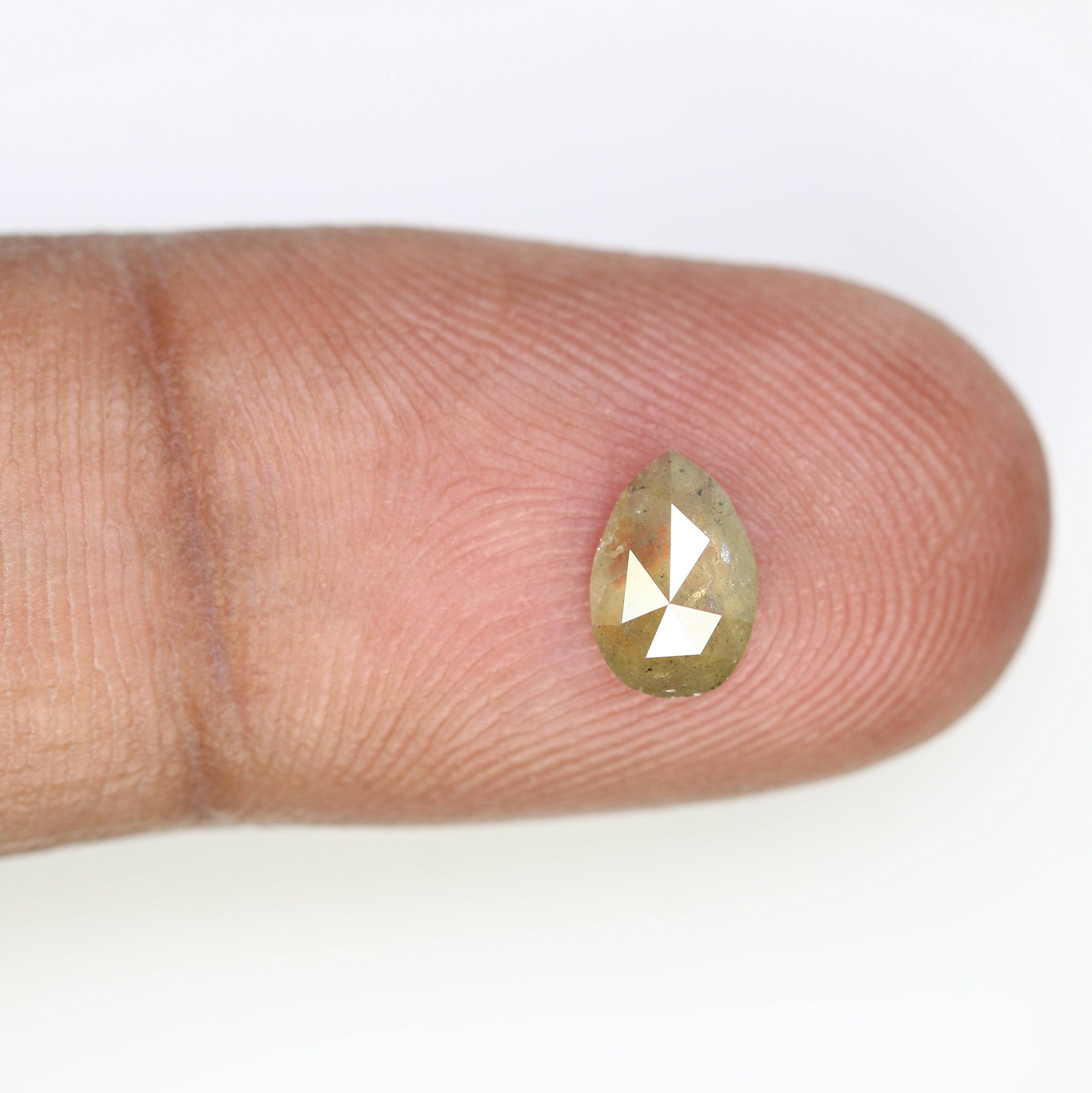 0.65 Carat Natural Green Rustic Pear Shape 7.40 MM Diamond For Wedding Ring