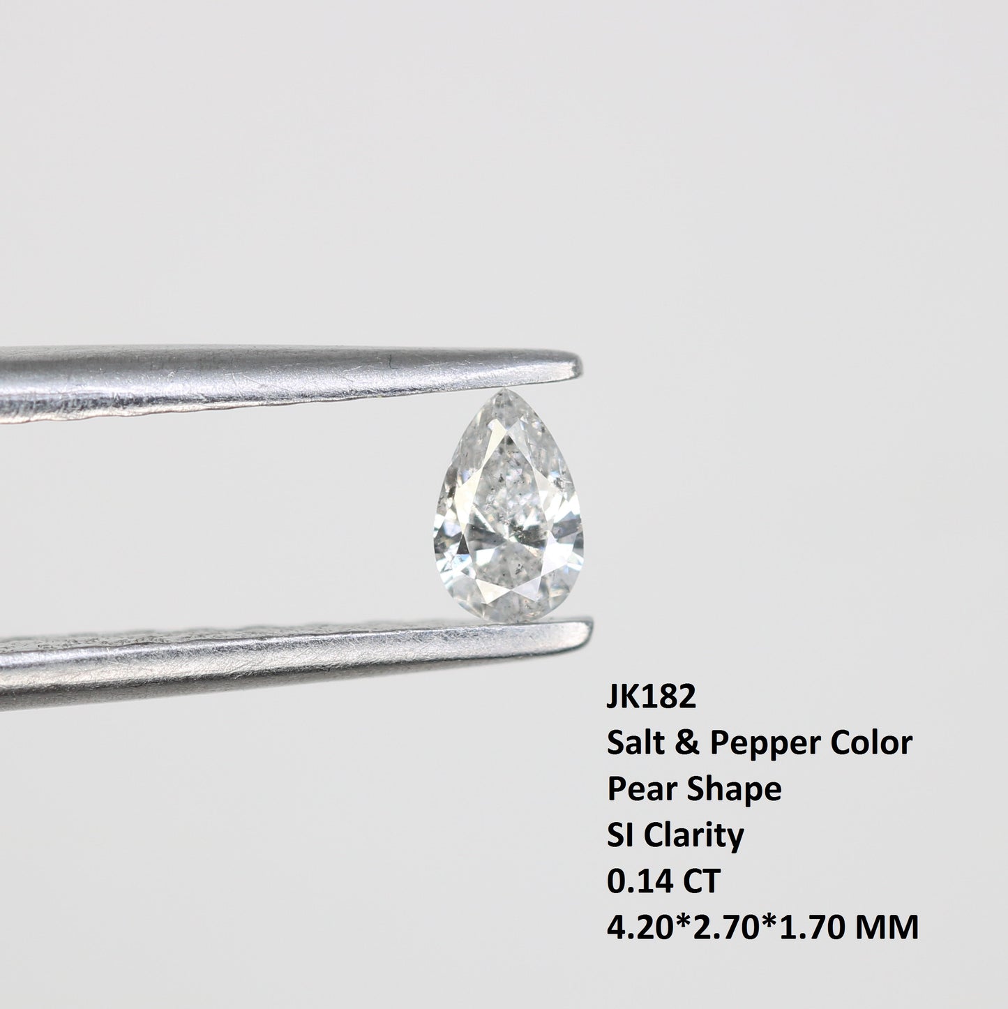 0.14 CT Pear Shape Salt And Pepper Natural Diamond For Engagement Ring