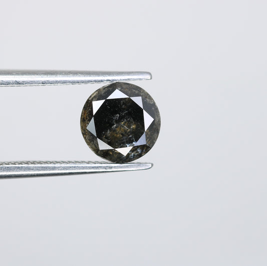 1.13 CT Round Brilliant Cut Salt and Pepper Diamond For Engagement Ring - JayKrishna Diamond