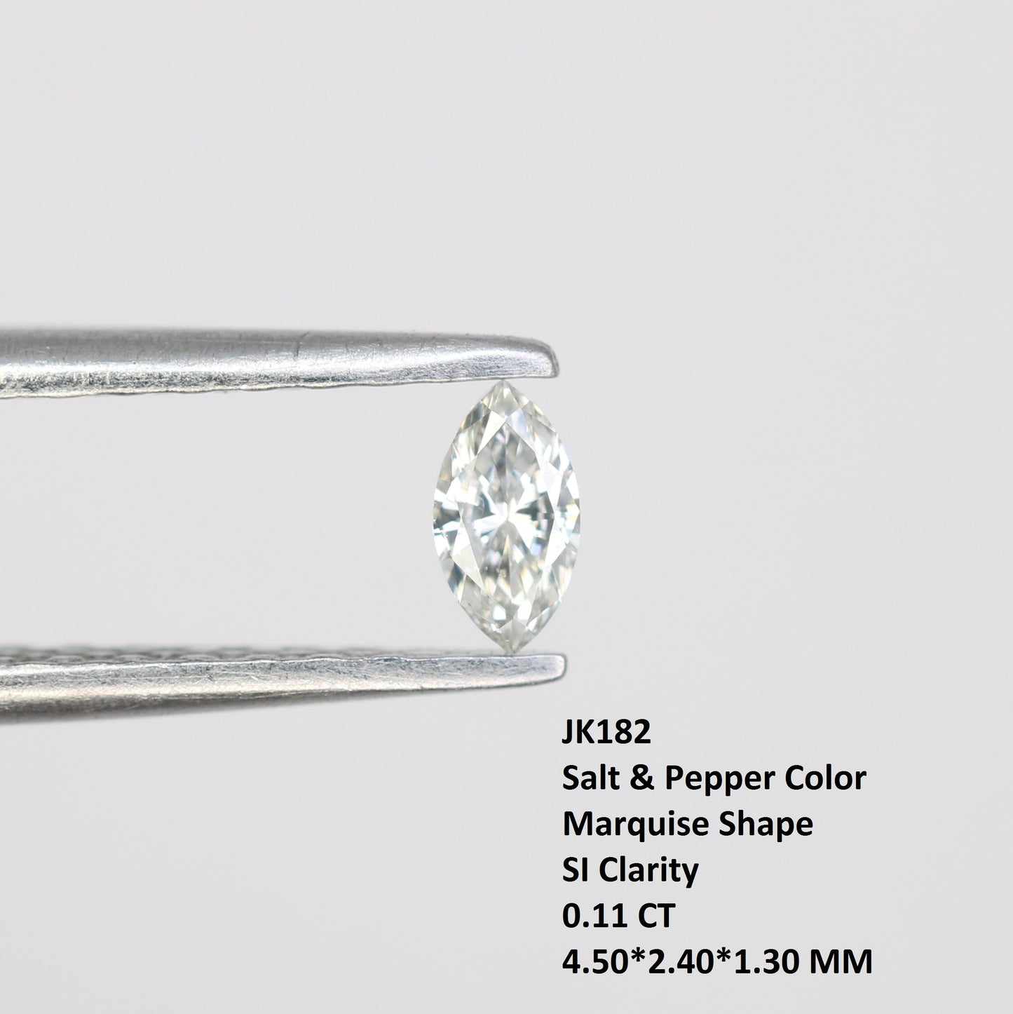 0.11 CT Marquise Shape Salt And Pepper Diamond For Engagement Ring
