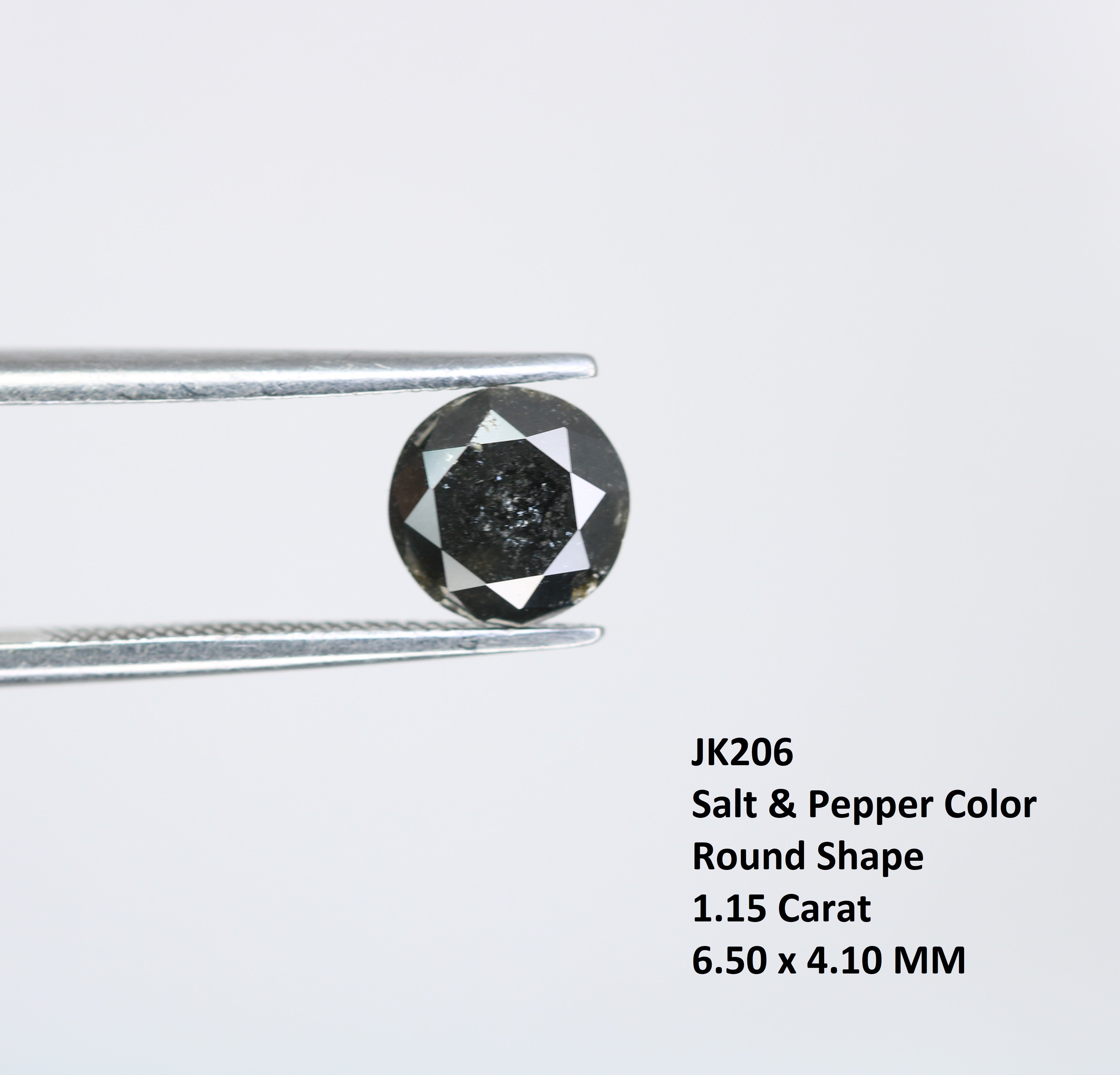 1.15 CT Salt and Pepper Round Brilliant Cut Diamond For Engagement Ring